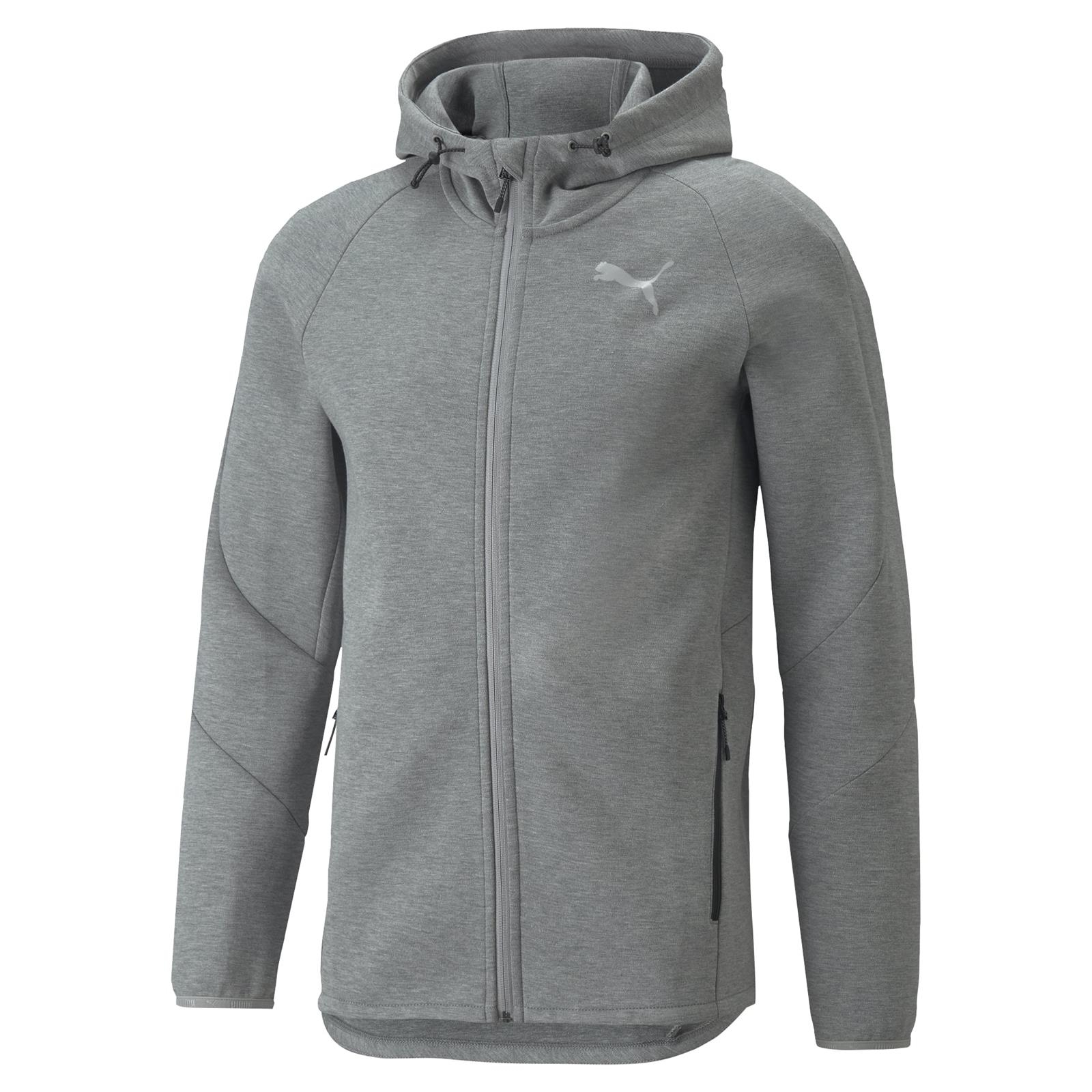 Bluza z kapturem mska Puma EVOSTRIPE FULL-ZIP szara 84740103