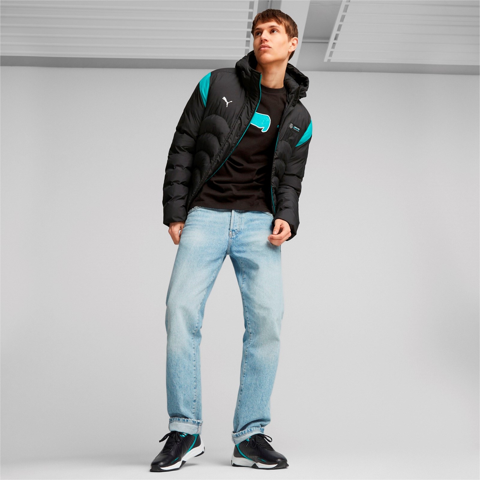 Kurtka z kapturem mska Puma MAPF1 MT7 ECOLITE PADDED czarna 62114601