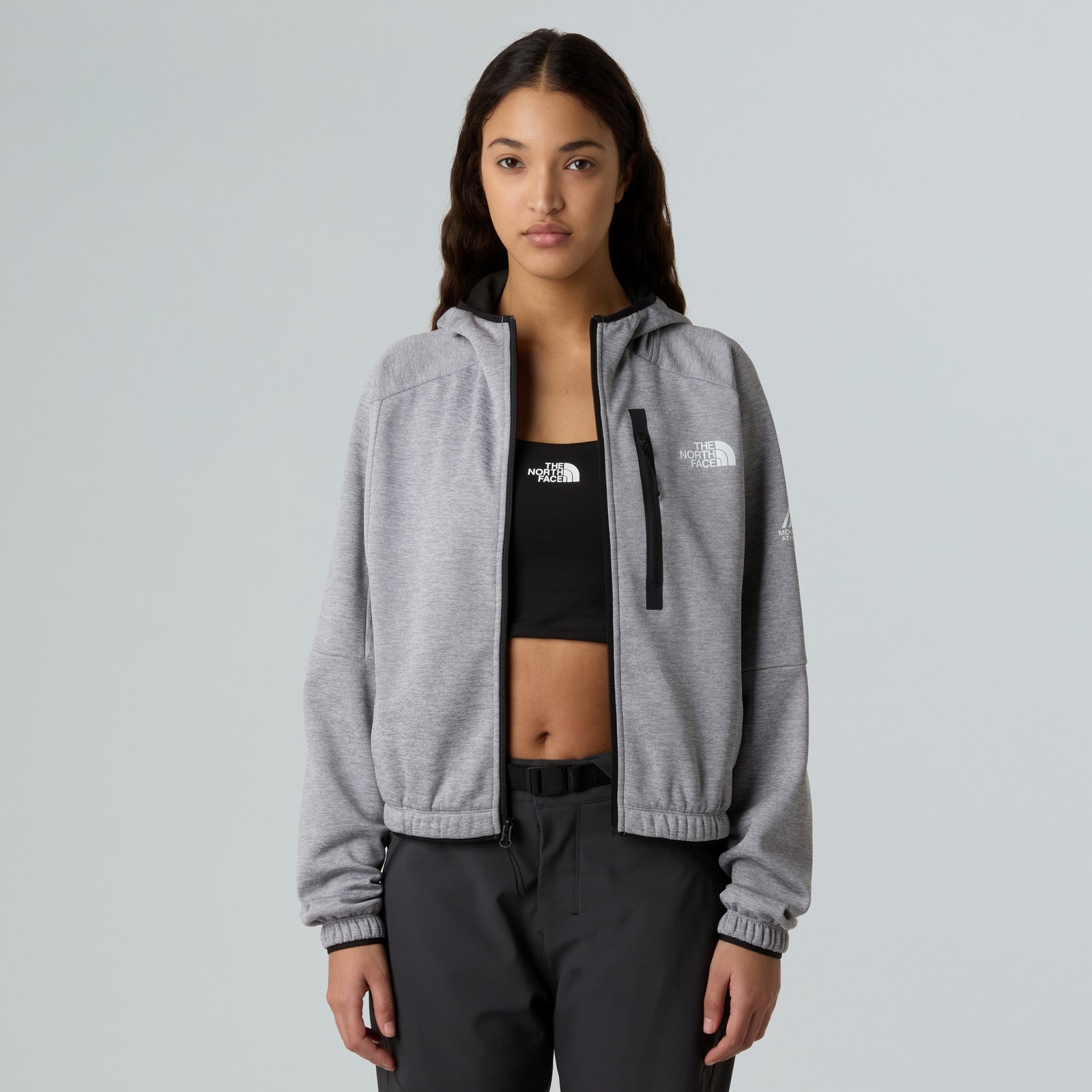 Polar z kapturem damski The North Face MOUNTAIN ATHLETICS FLEECE FZ szary NF0A8DXXEB9