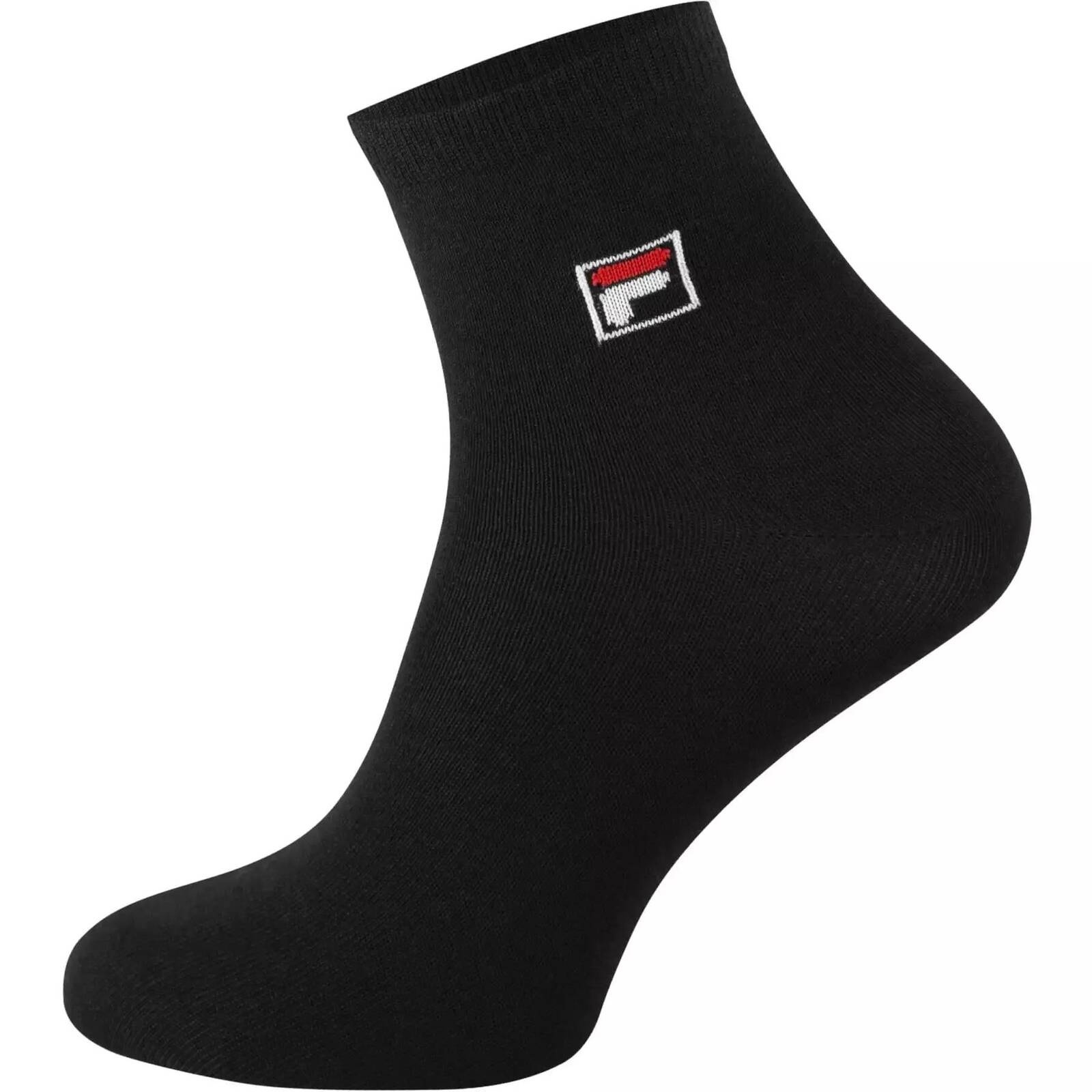 Skarpety unisex Fila QUARTER PLAIN MERCERIZED COTTON 3-PACK czarne F1763-200