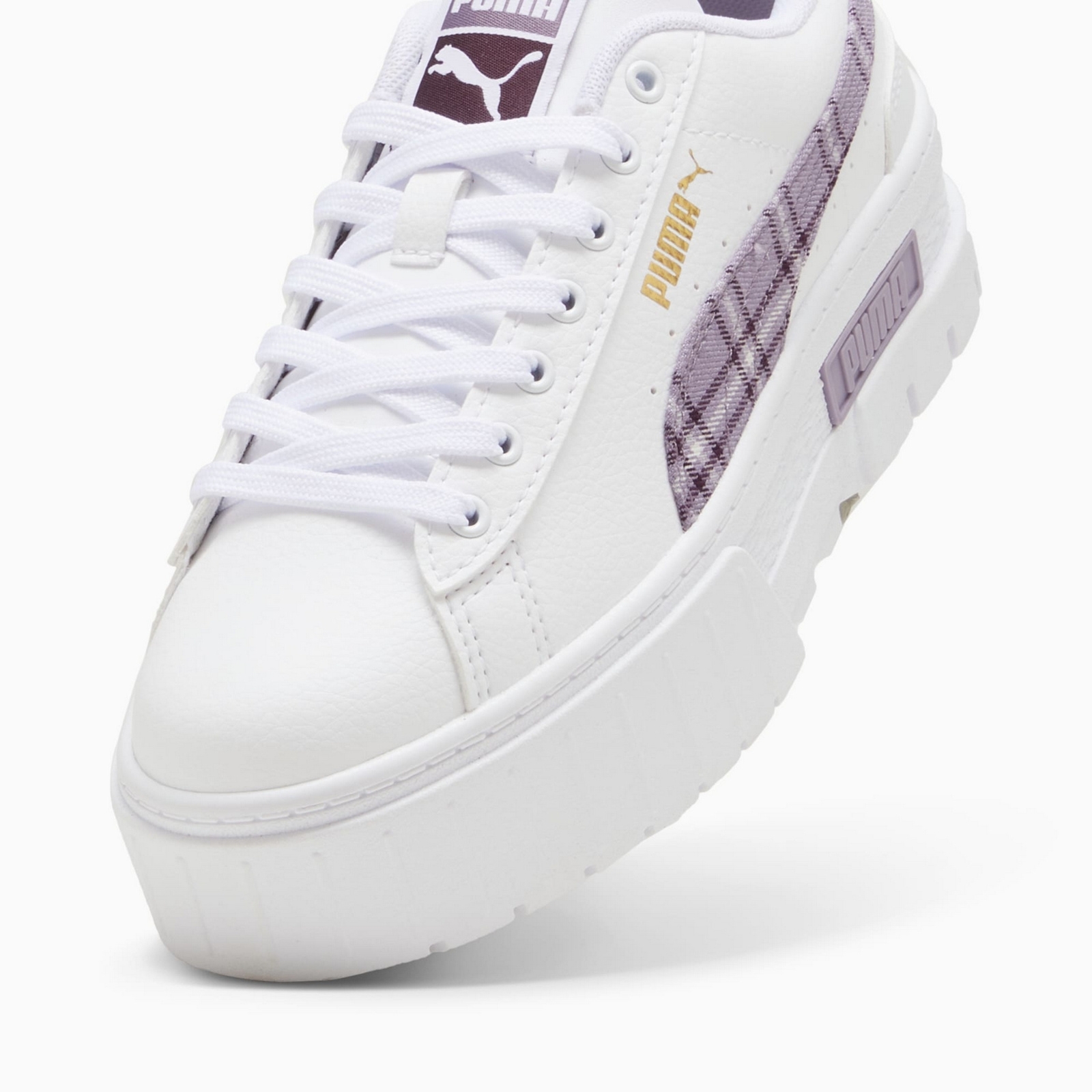 Buty sportowe dziewczęce Puma MAYZE WINTER TARTAN JR białe 39806102
