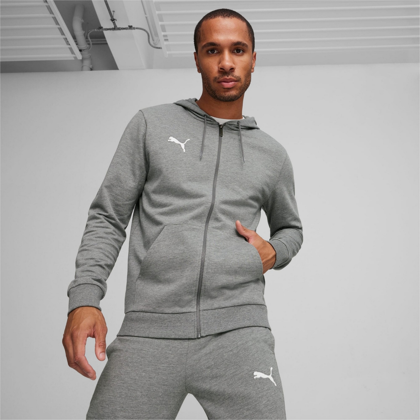 Bluza z kapturem m�ska Puma TEAMGOAL CASUALS szara 65859533