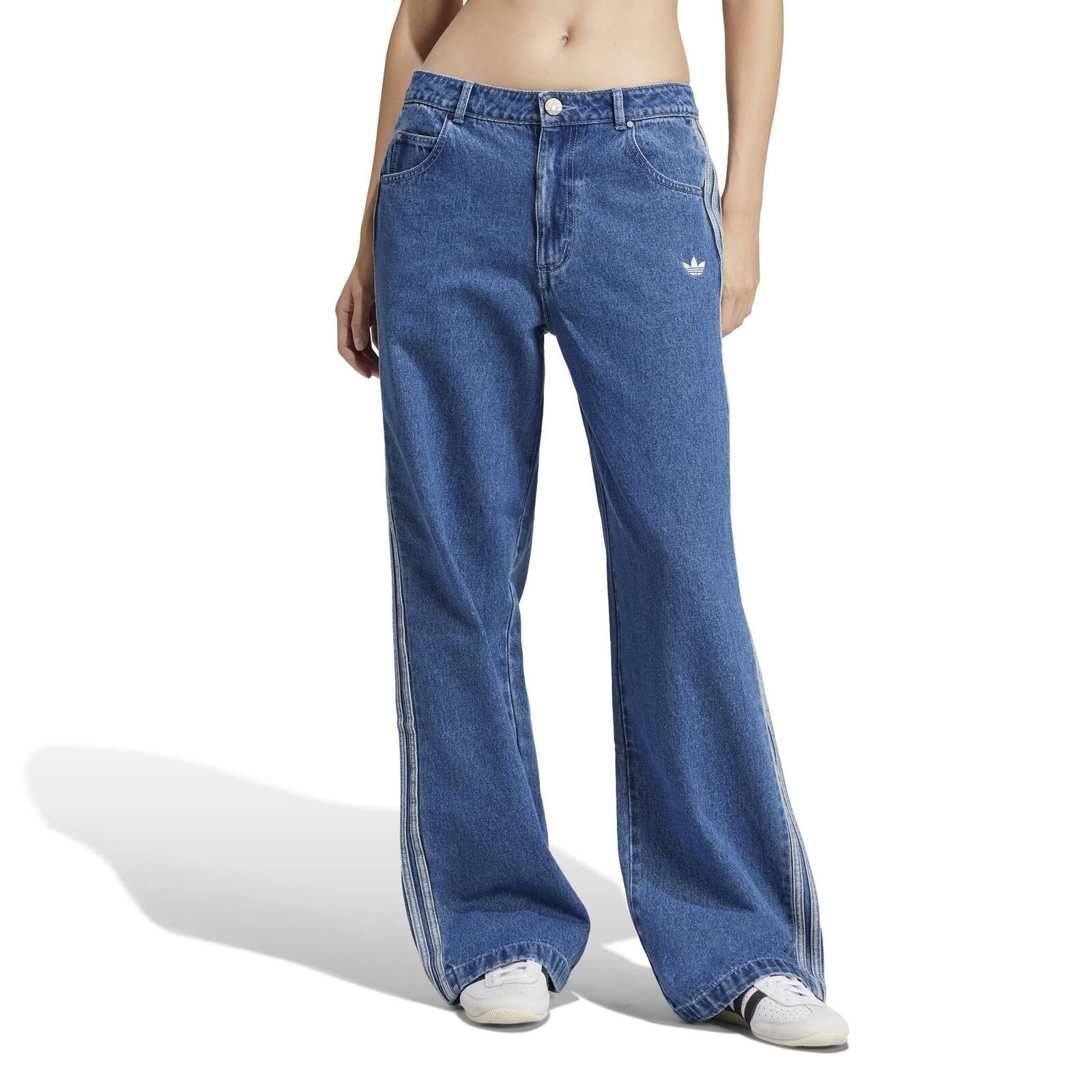Spodnie jeansowe damskie adidas DENIM 3-STRIPES niebieskie JD2574