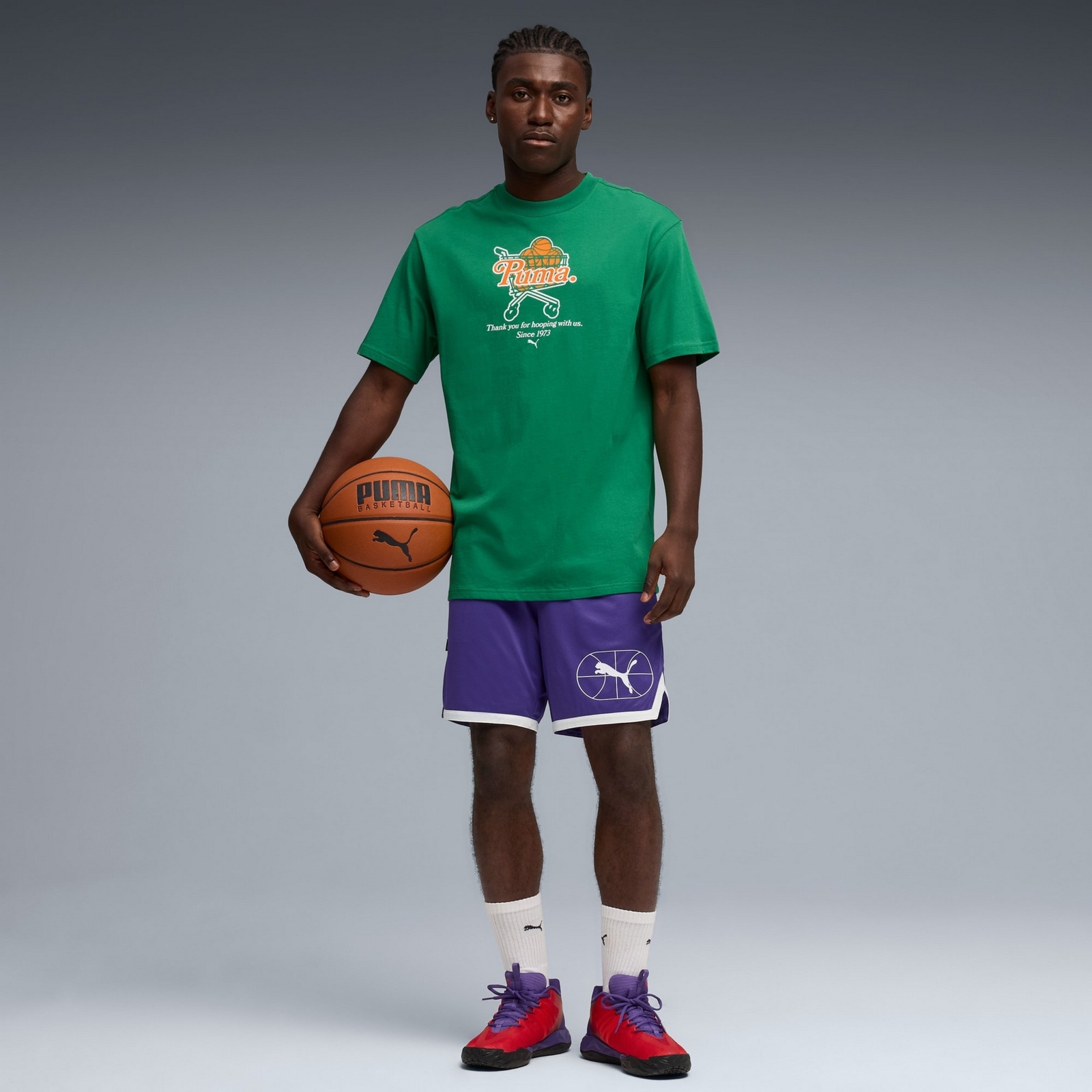 Spodenki m�skie Puma JUNIOR VARSITY BASKETBALL 7'' fioletowe 63307610