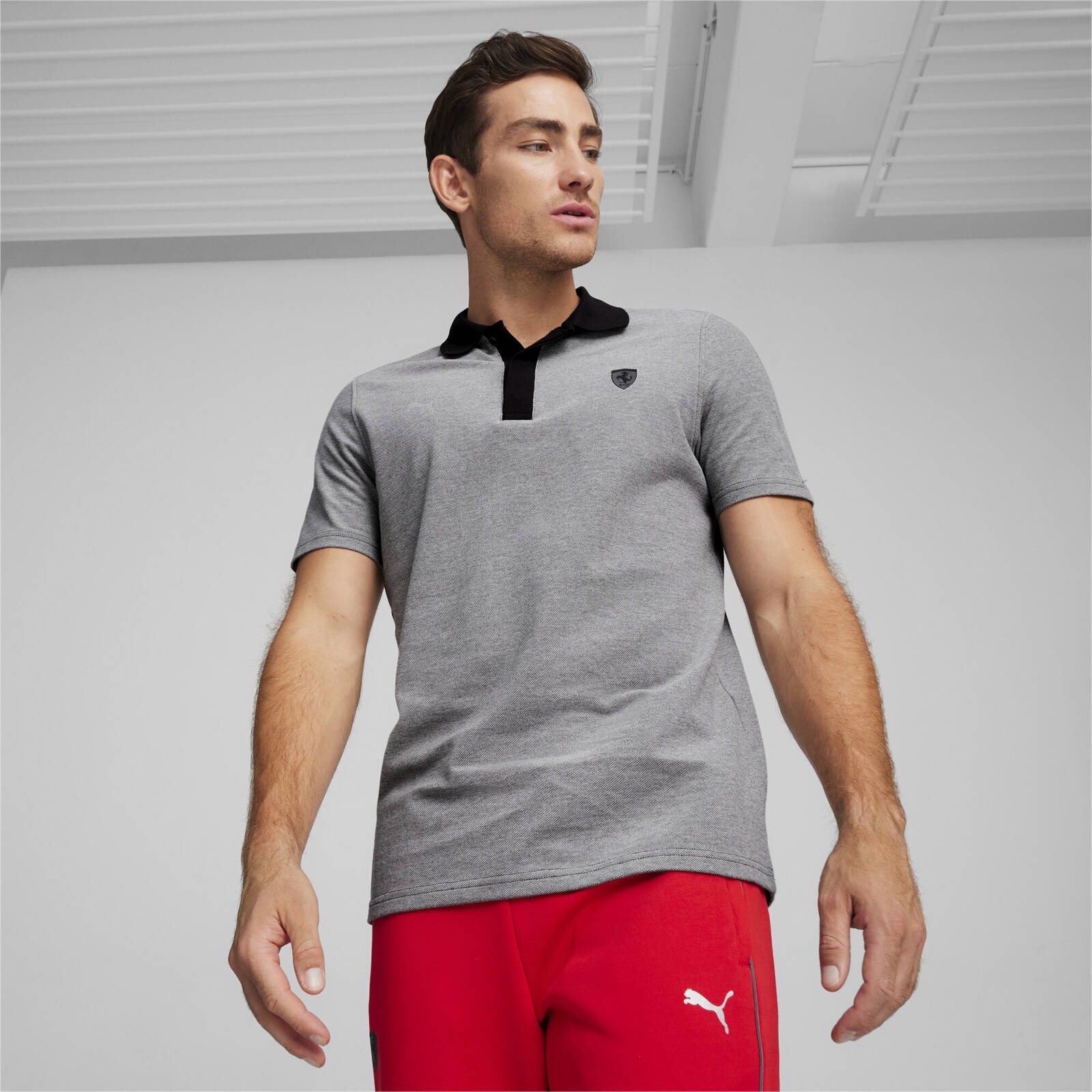 Koszulka polo mska Puma FERRARI STYLE 2 TONE szara 62382701