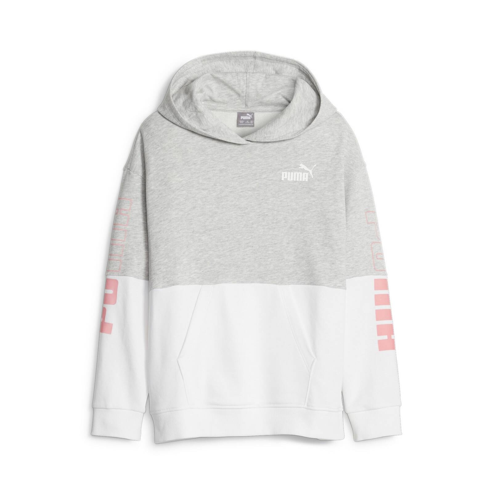Bluza z kapturem dziewcz�ca Puma POWER COLORBLOCK FL szara 67642804