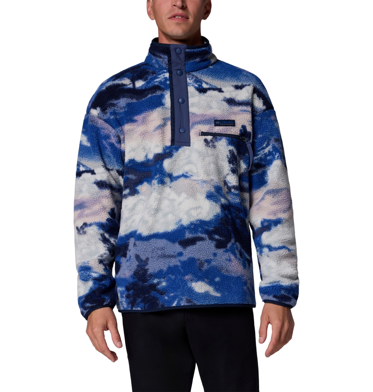 Polar m�ski Columbia HELVETIA II PRINTED HALF SNAP niebieski 2098461462