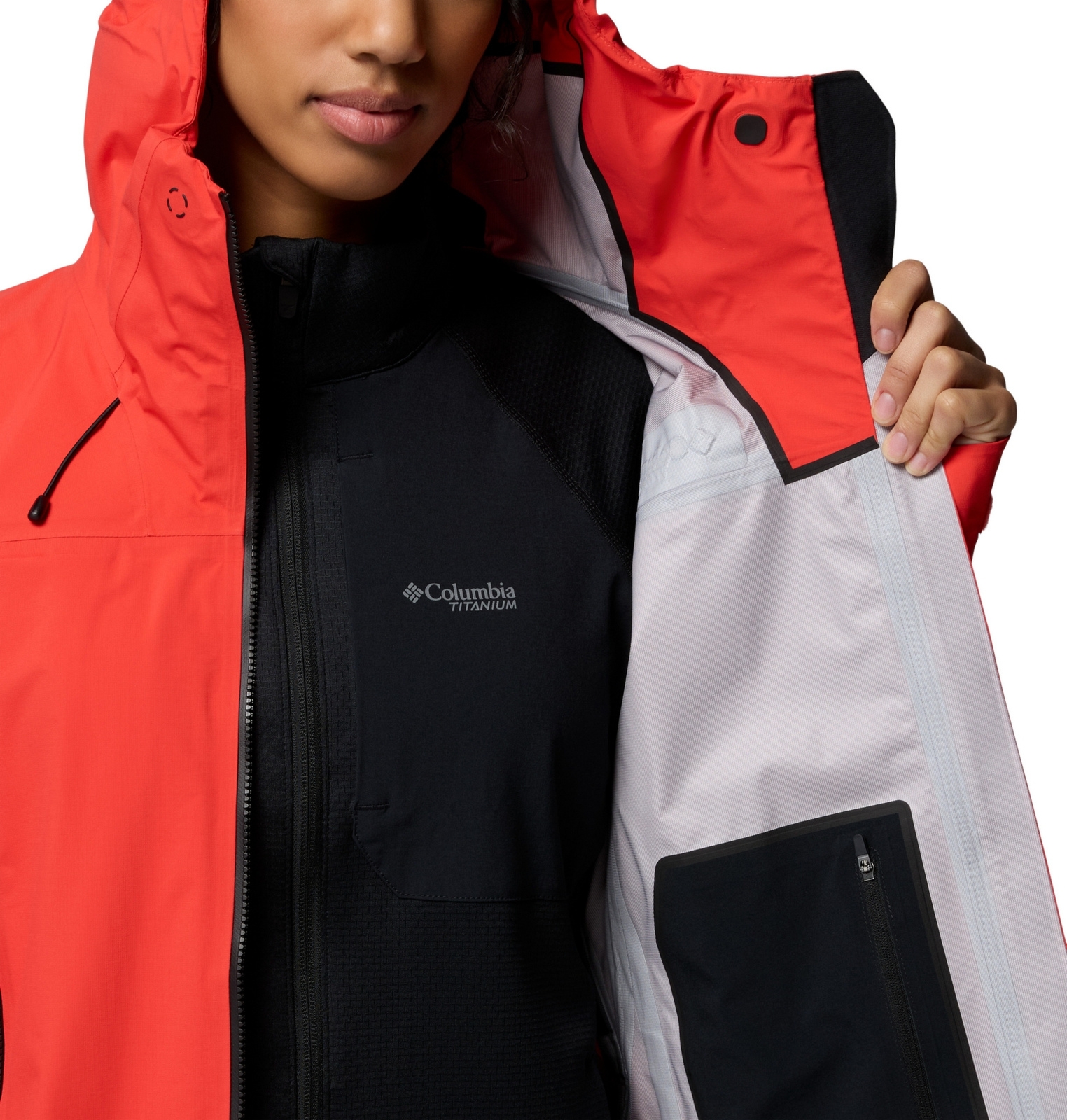 Kurtka wodoodporna damska Columbia SAUDAN PRO 3L SHELL czerwona 2154411606