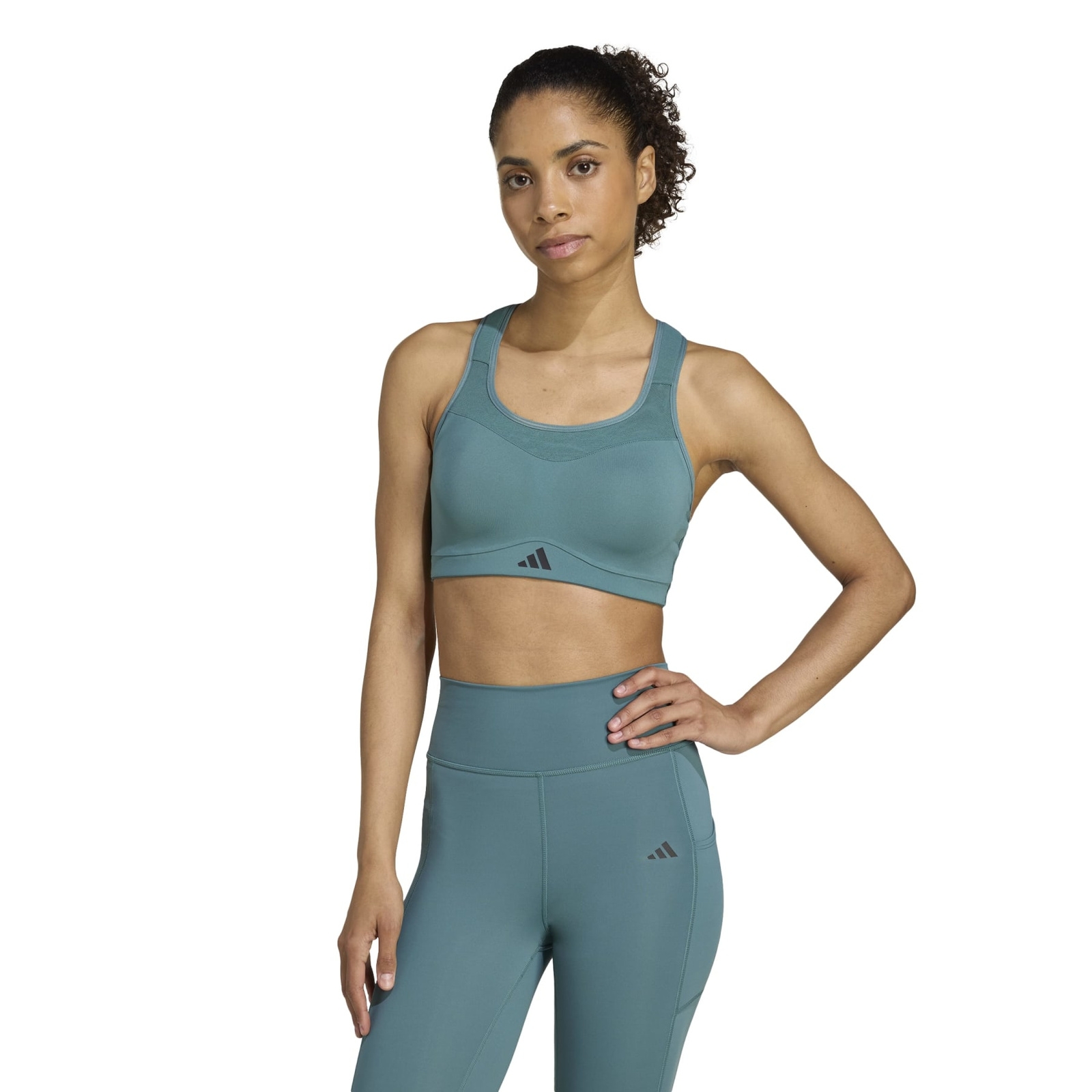 Stanik sportowy damski adidas TLRD turkusowy JX8844