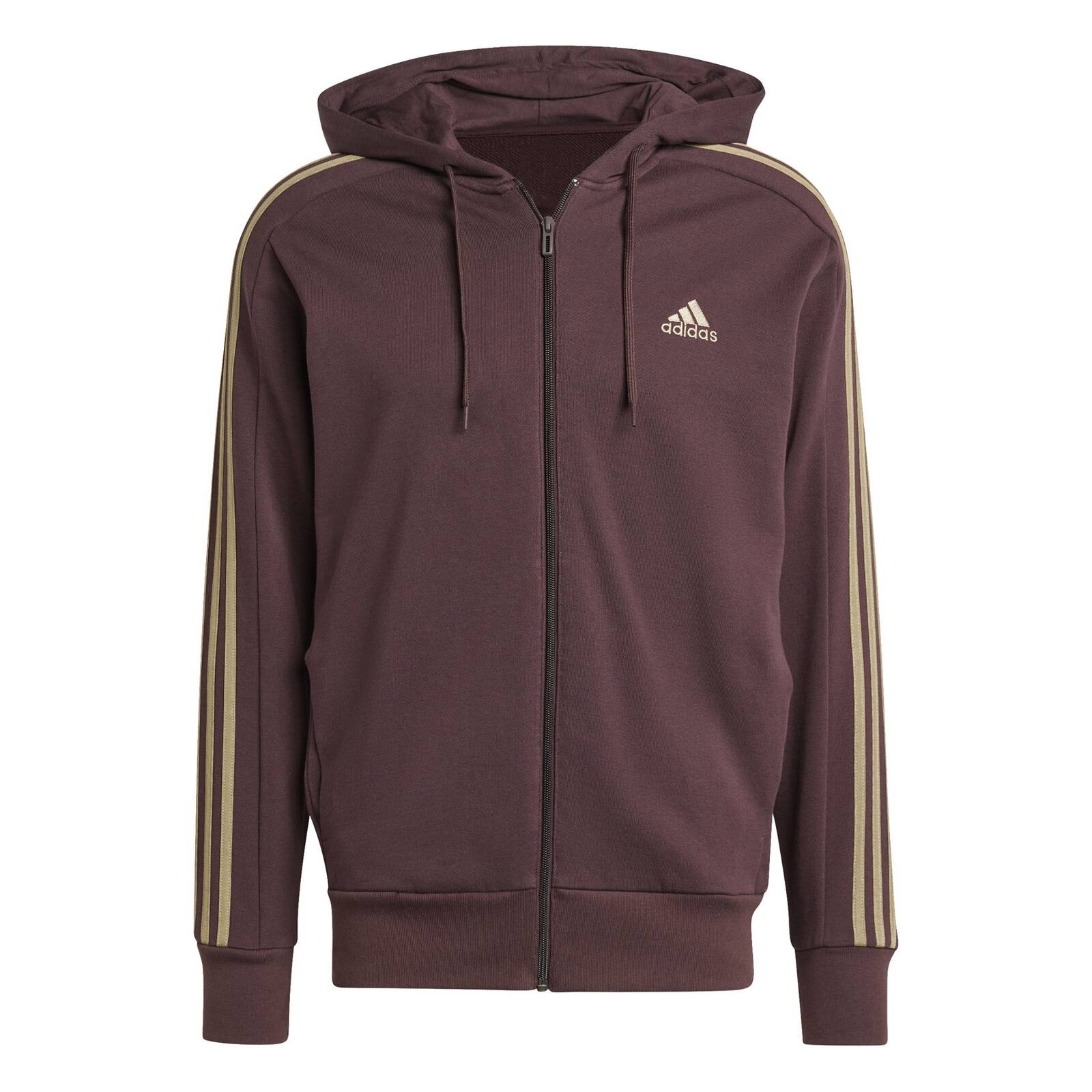 Bluza z kapturem mska adidas ESSENTIALS 3-STRIPES brzowa IX0175