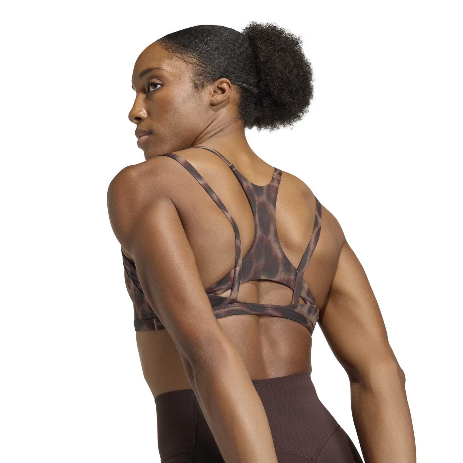 Stanik sportowy damski adidas OPTIME brązowy KF5702