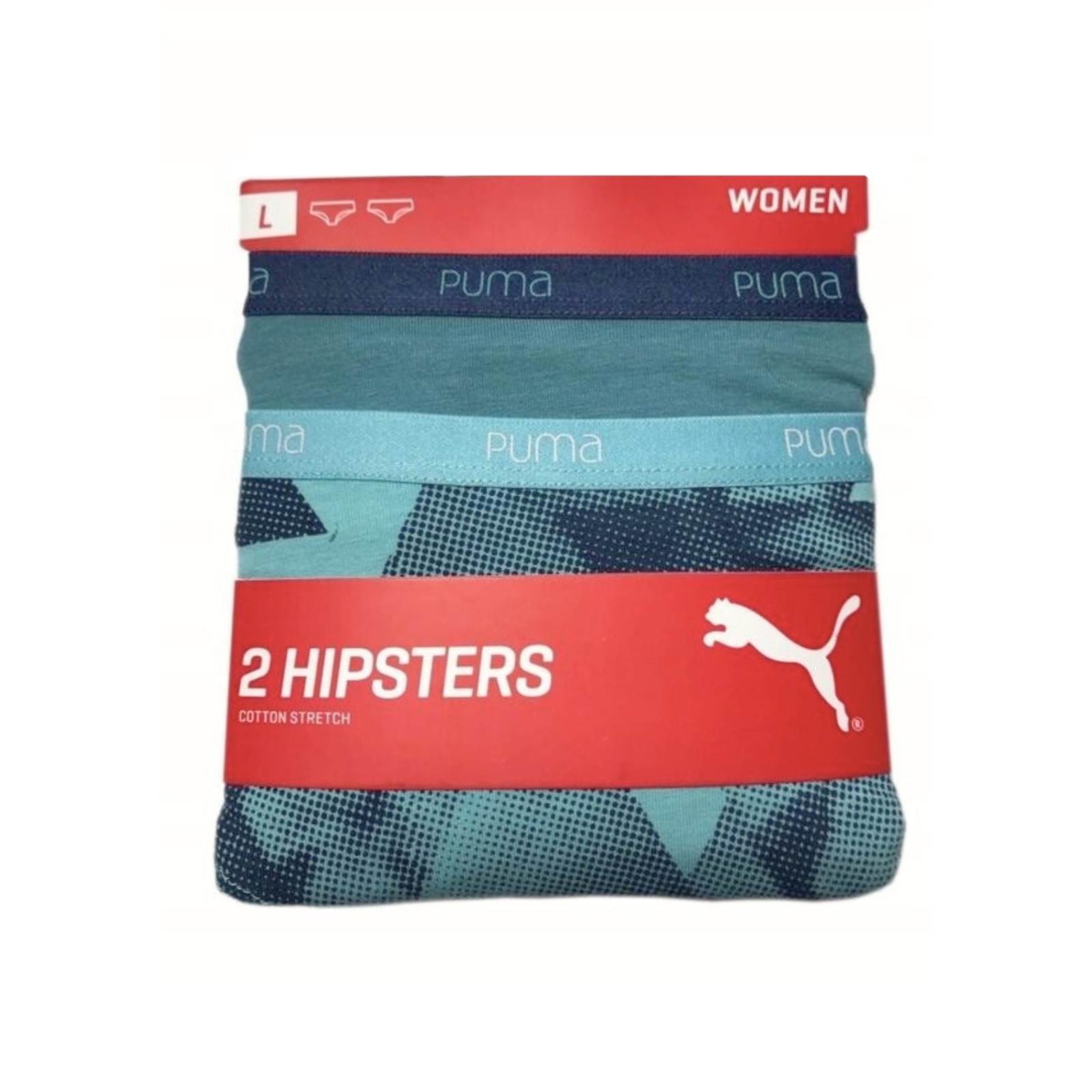 Majtki damskie Puma TRIANGLES BASIC HIPSTER 2-PACK niebieskie 90661501