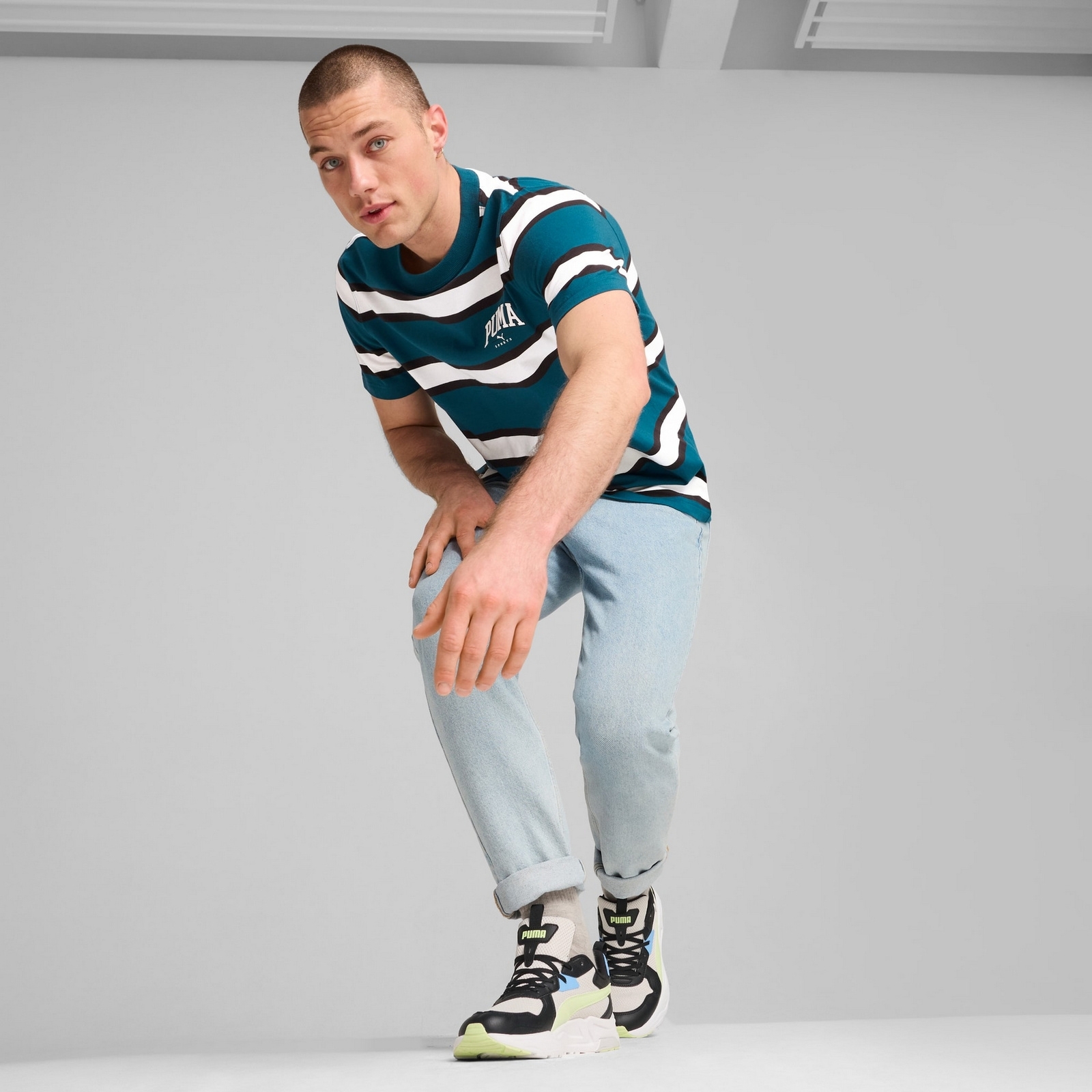 Koszulka mska Puma SQUAD STRIPE AOP zielona 68179322