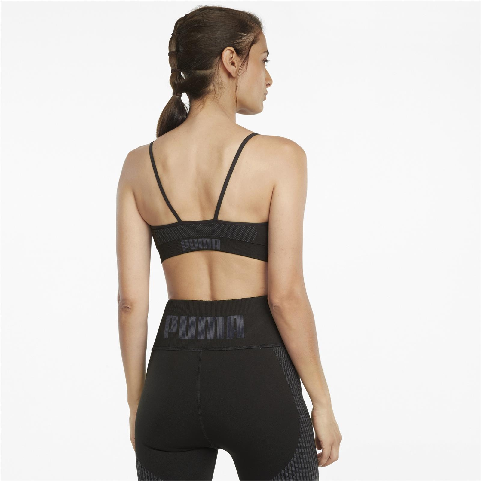 Stanik sportowy damski Puma Low Impact Strappy Seamless czarny 52107501