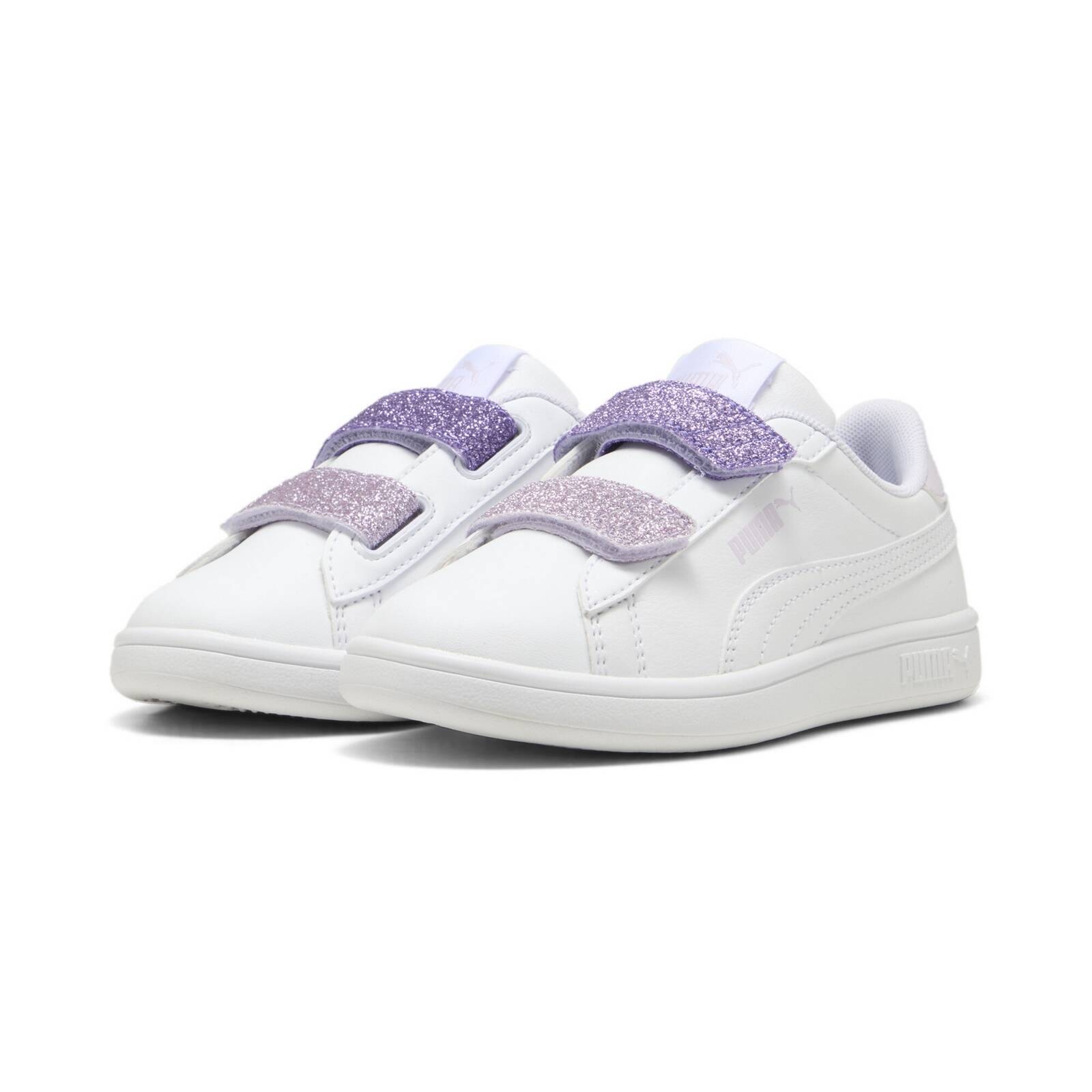 Buty sportowe dziewczce Puma SMASH 3.0 L GLITTER VELCRO V PS biae 39560906