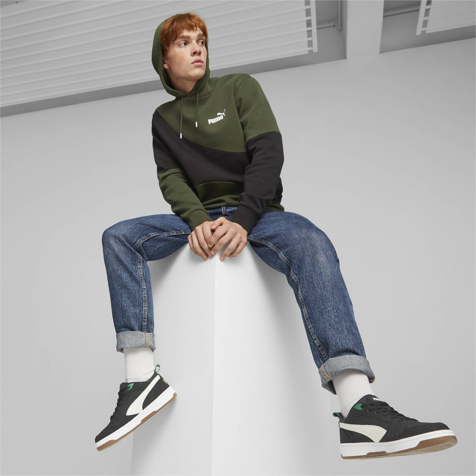 Bluza z kapturem mska Puma POWER CAT FL zielona 67409931