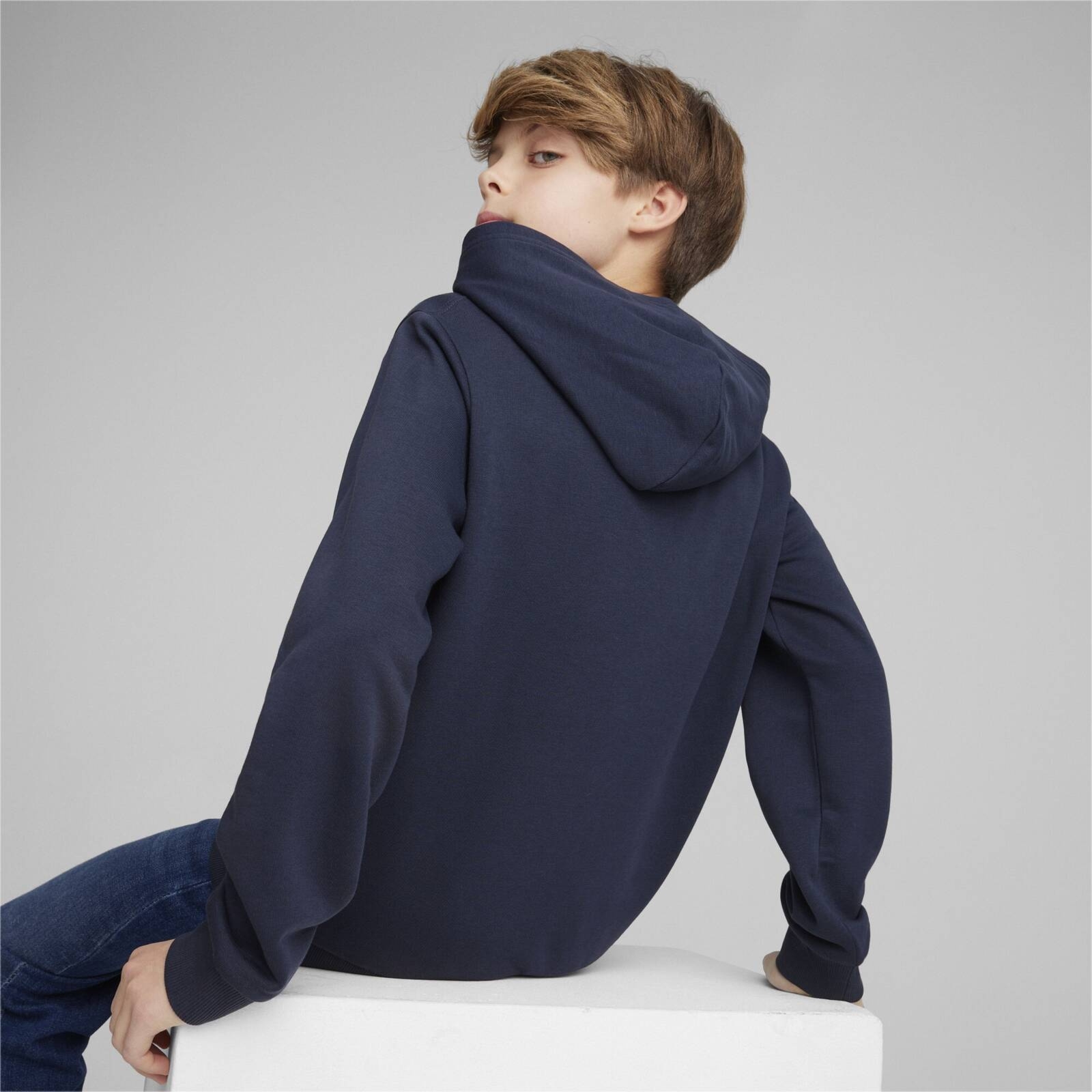 Bluza z kapturem ch�opi�ca Puma POWER COLORBLOCK TR granatowa 67925014