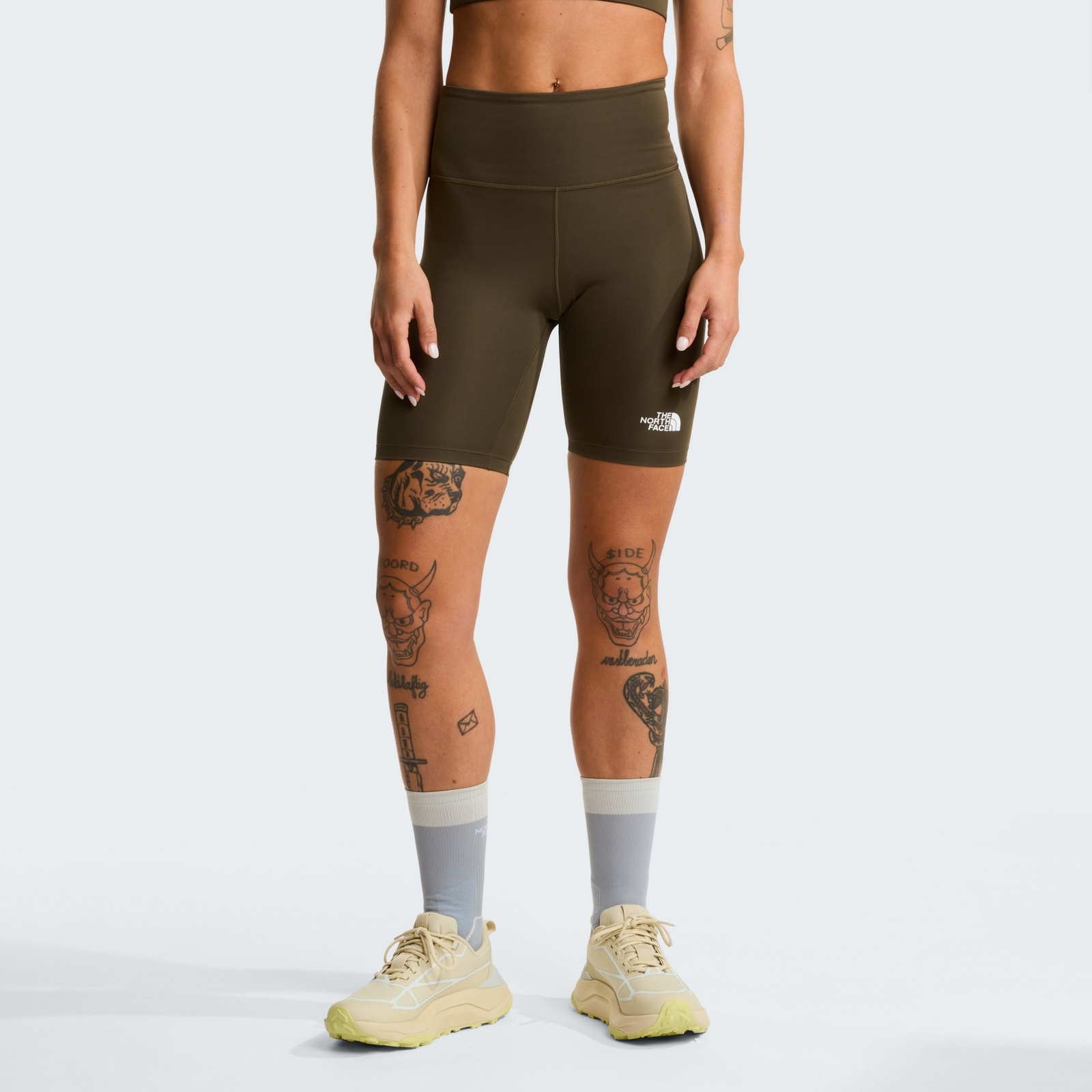 Legginsy do biegania damskie The North Face FLEX 8IN zielone NF0A8EJA21L