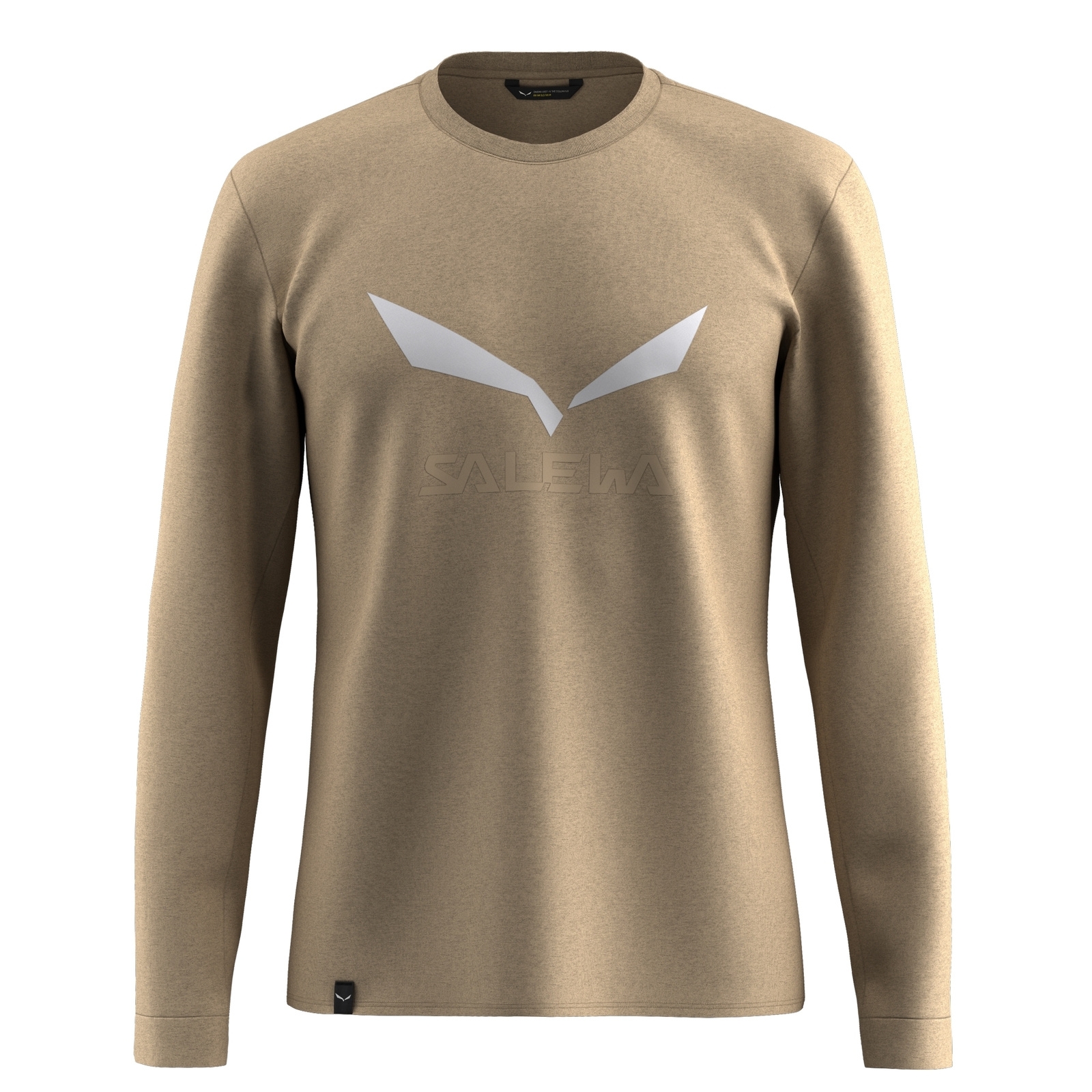 Longsleeve trekkingowy mski Salewa SOLIDLOGO DRY beowy 00-0000027340_7180