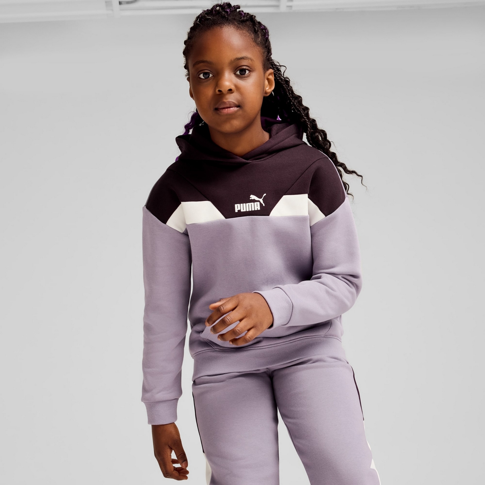 Bluza z kapturem dziewczca Puma POWER FL fioletowa 68178830