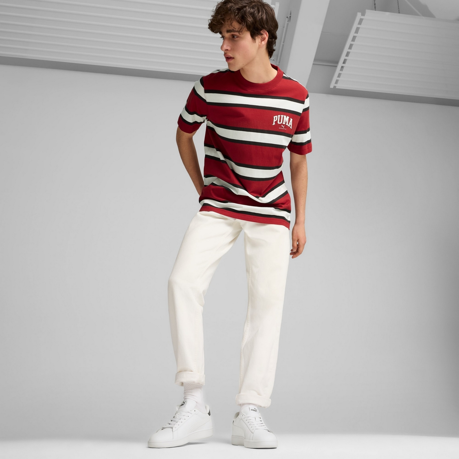 Koszulka mska Puma SQUAD STRIPE AOP czerwona 68179313
