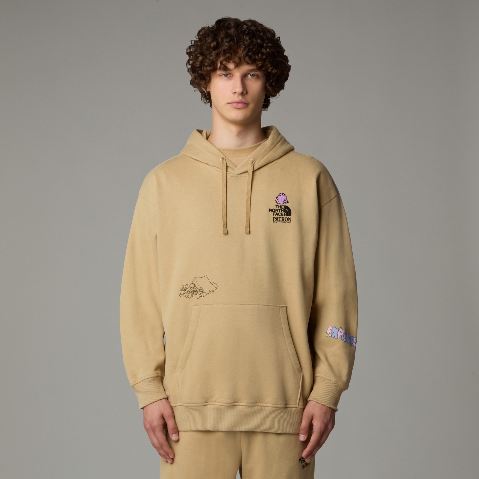 Bluza z kapturem damska The North Face MOUNTAIN CLEANUP OVER beżowa NF0A8C2VLK5