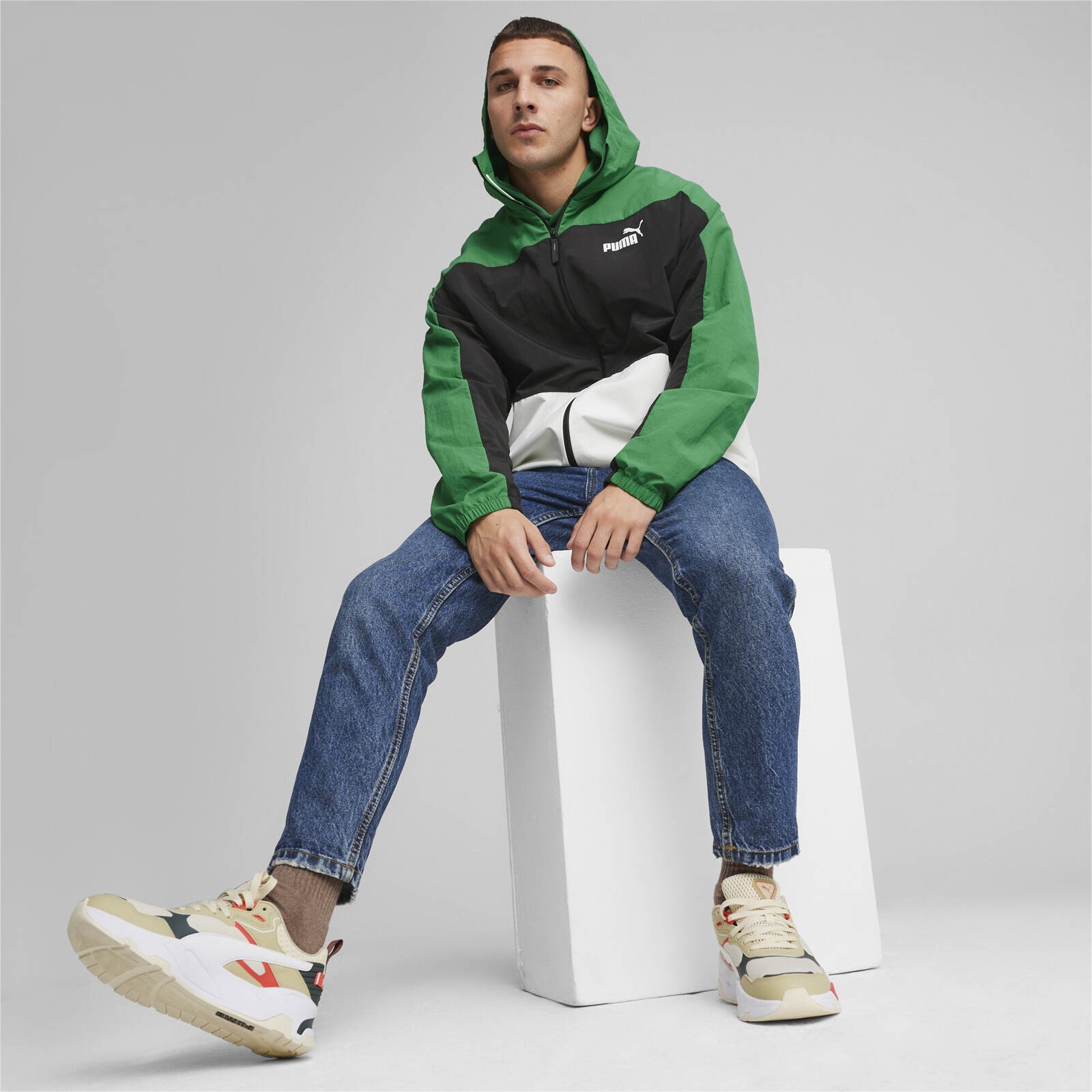 Bluza z kapturem mska Puma WINDBREAKER ARCHIVE zielona 67538786