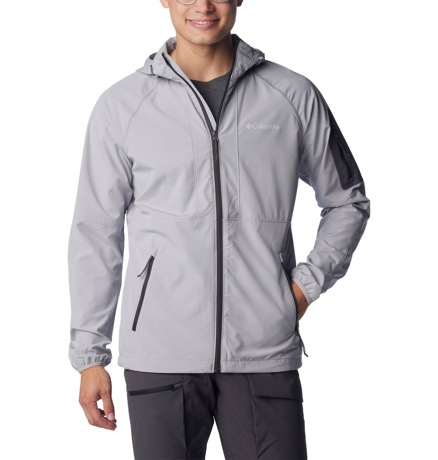 Kurtka z kapturem mska Columbia TALL HEIGHTS SOFTSHELL szara 1975591039