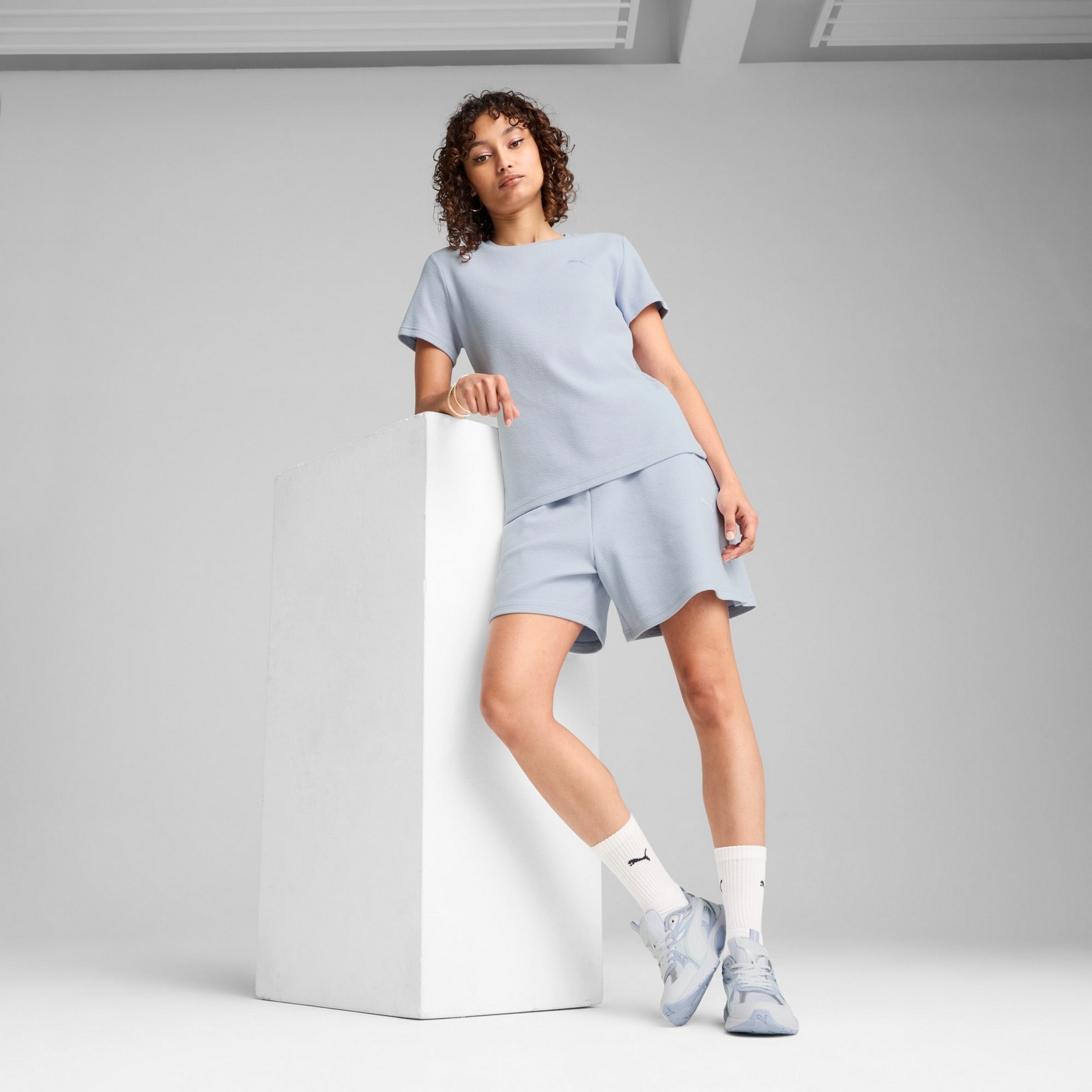 Spodenki damskie Puma HER HIGH-WAIST 5 niebieskie 68506247