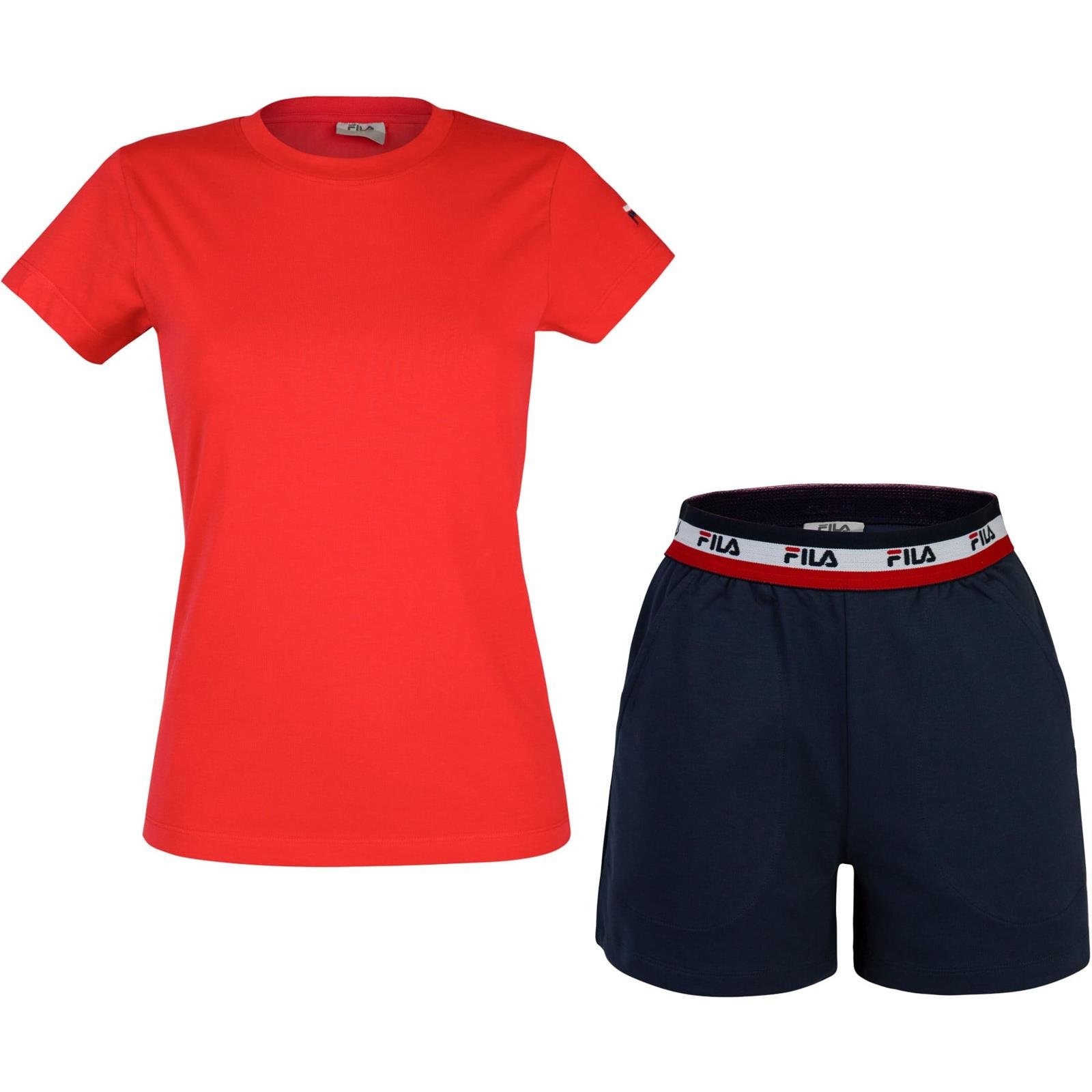 Piama damska Fila JERSEY STRETCH WITH FRENCH TERRY PANT czerwona FPS4023-118