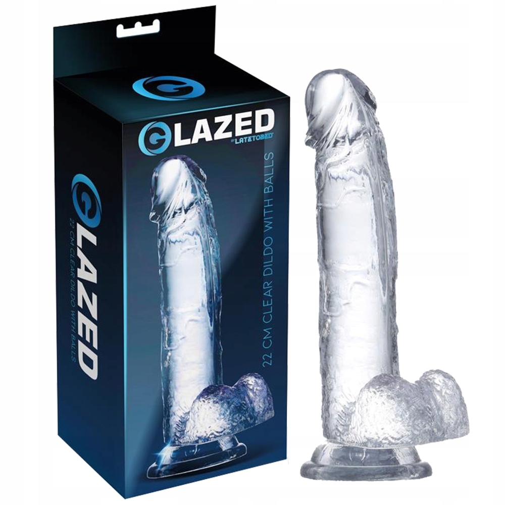 Glazed WITH BALLS 22 cm - Dildo klasyczne na przyssawce