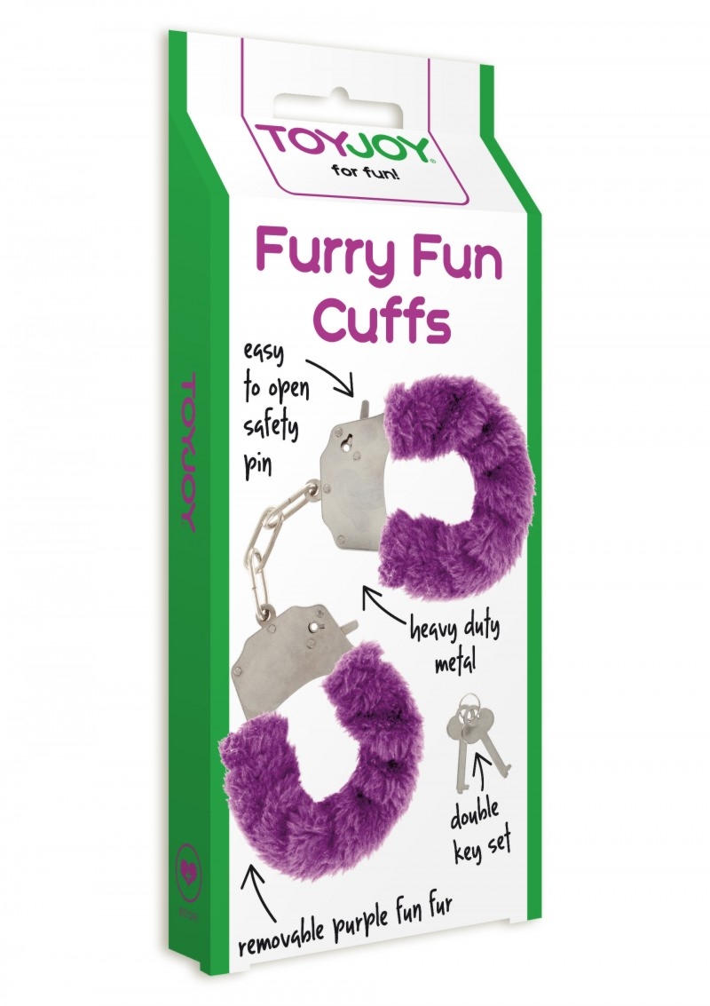 ToyJoy Furry Fun Cuffs Purple Plush - Kajdanki z futerkiem, fioletowe