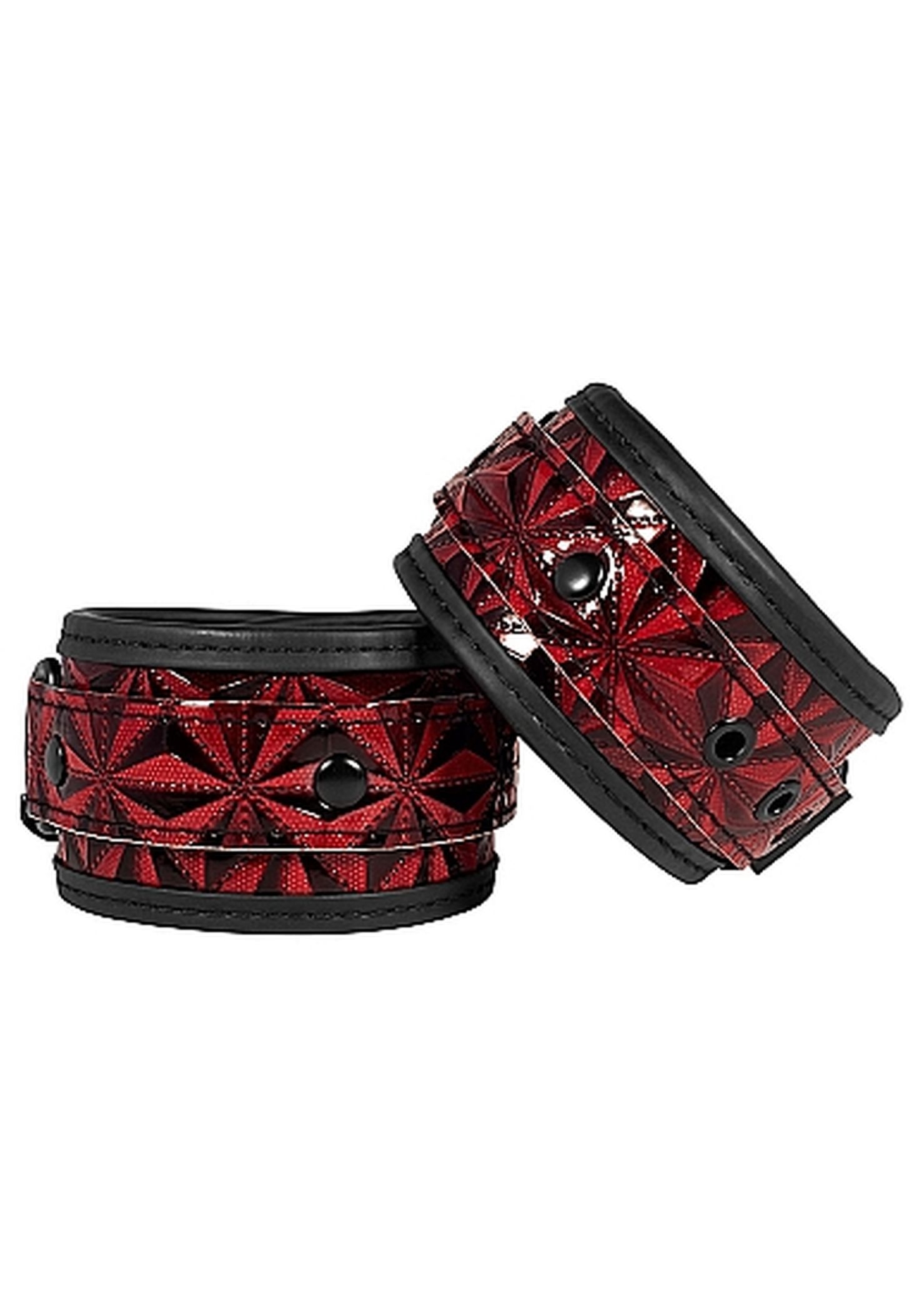 Ouch! Luxury Hand Cuffs Burgundy - Kajdanki na nadgarstki