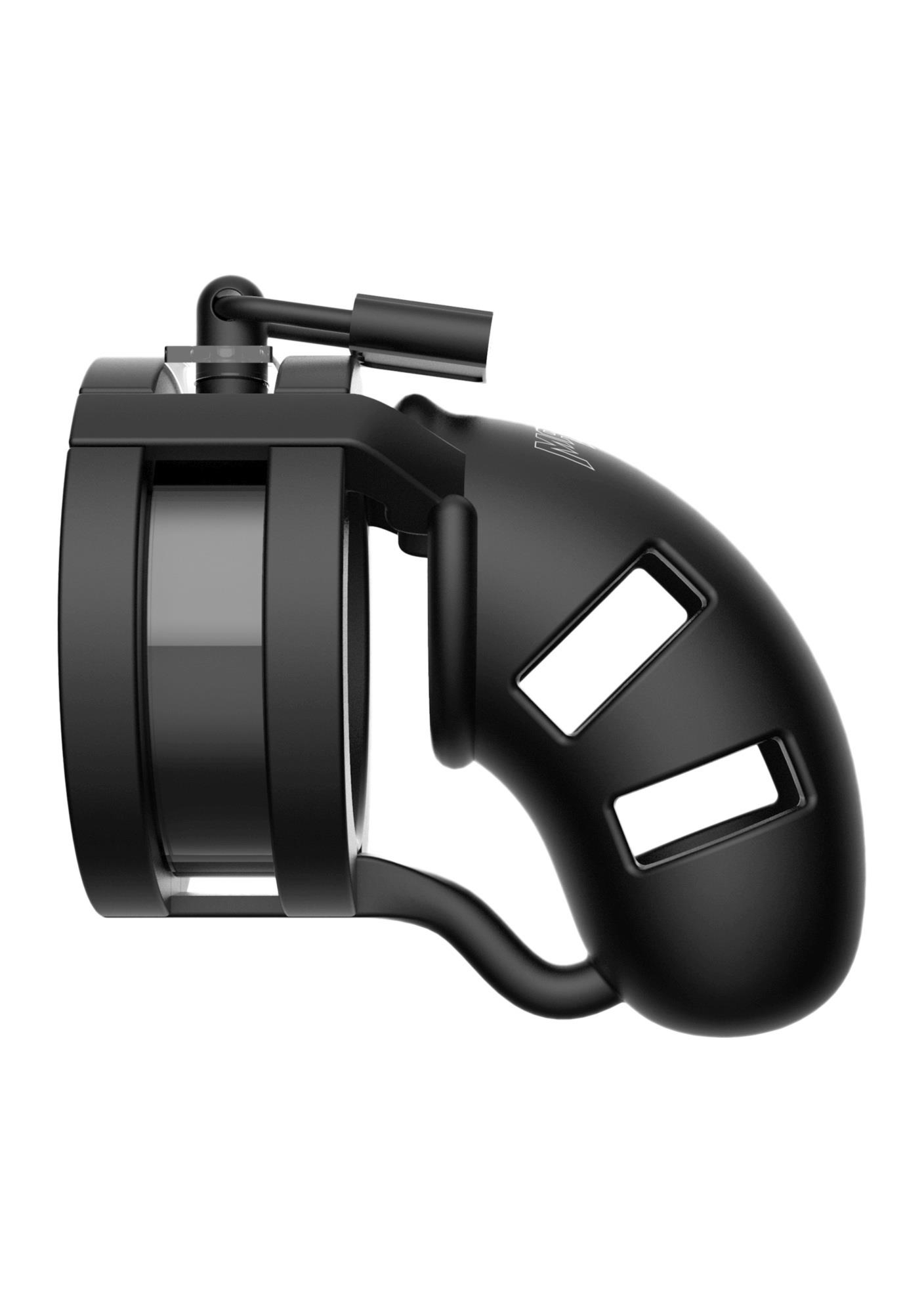 ManCage Model 18 Chastity 3.5' Sil Cage Ballsplitter Black - Pas cnoty