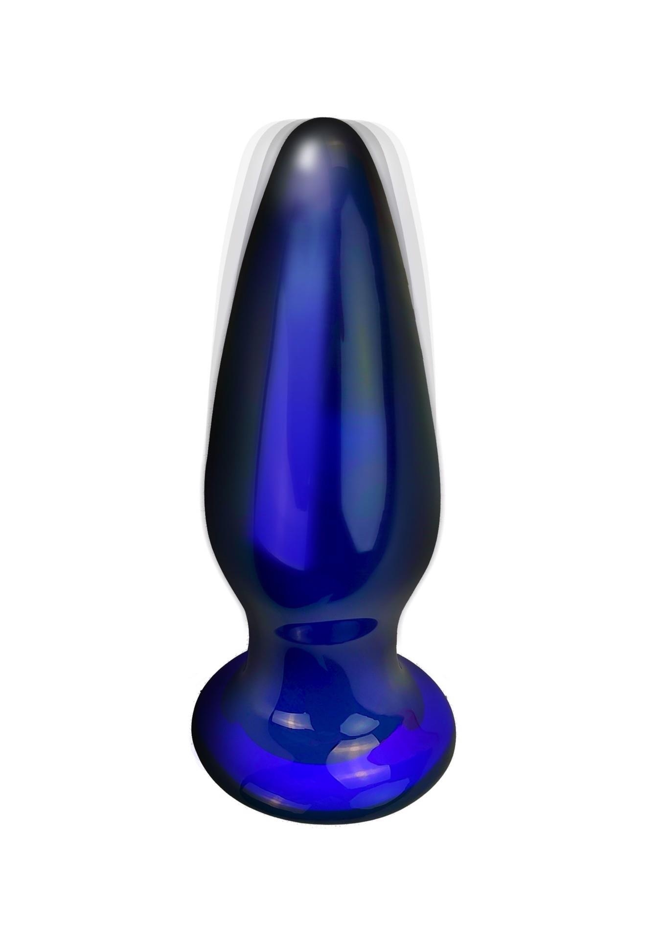 TOYJOY The Shining Glass Buttplug Blue - Szklany korek analny