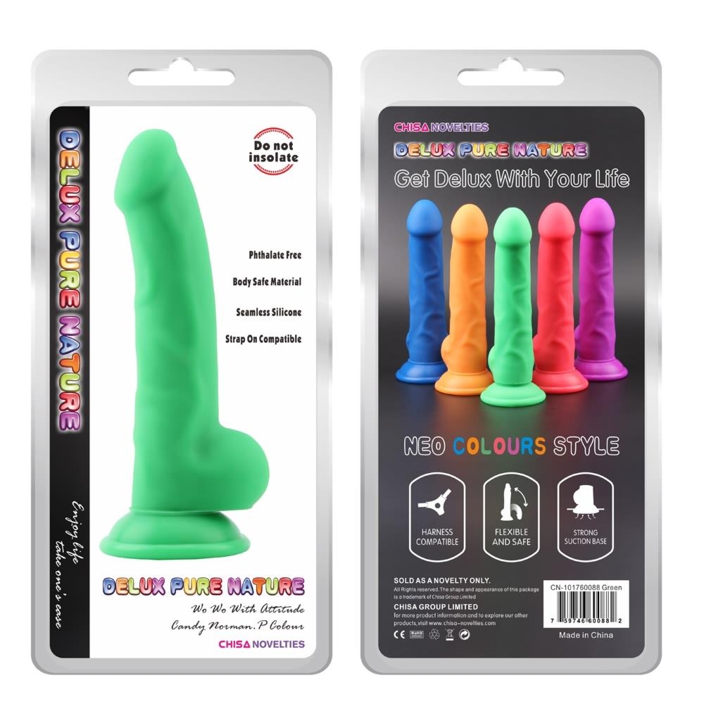 Deluxe Pure Nature Norman.P - Dildo klasyczne na przyssawce, Zielony