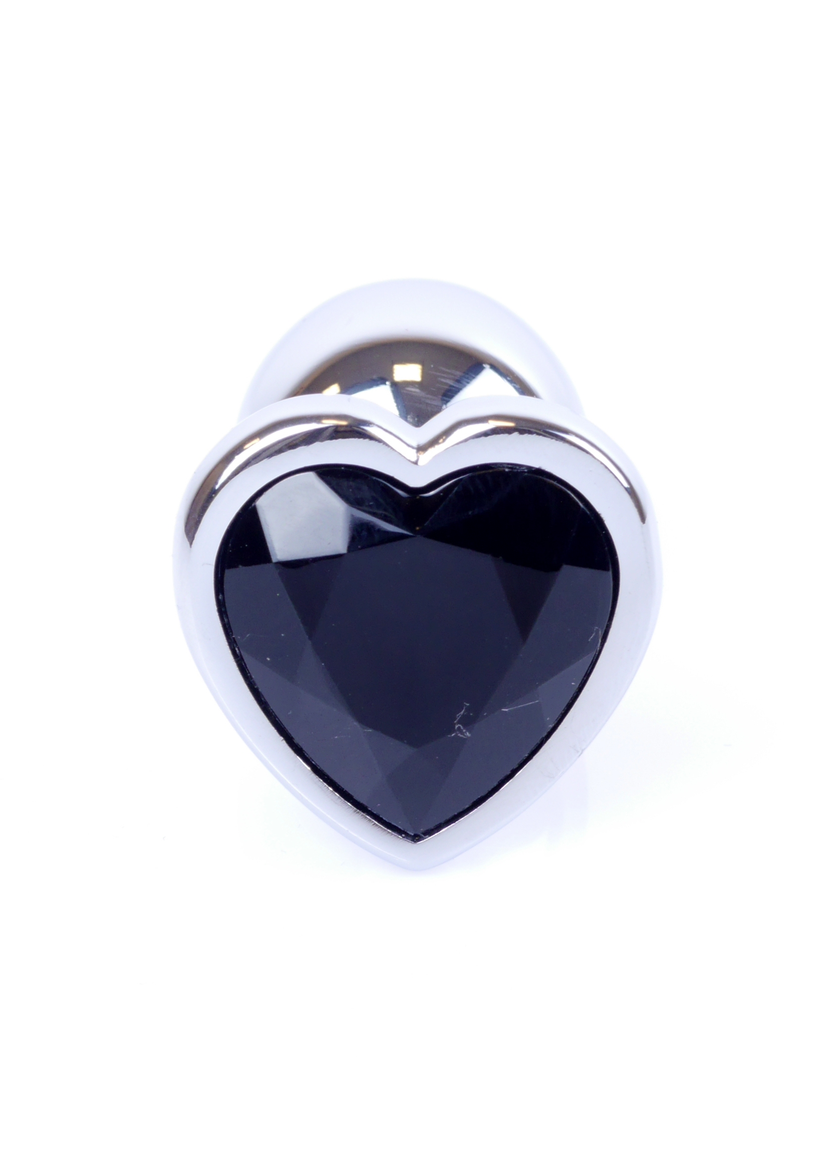 Boss Series Jewellery Silver Heart Black - Korek analny, czarny