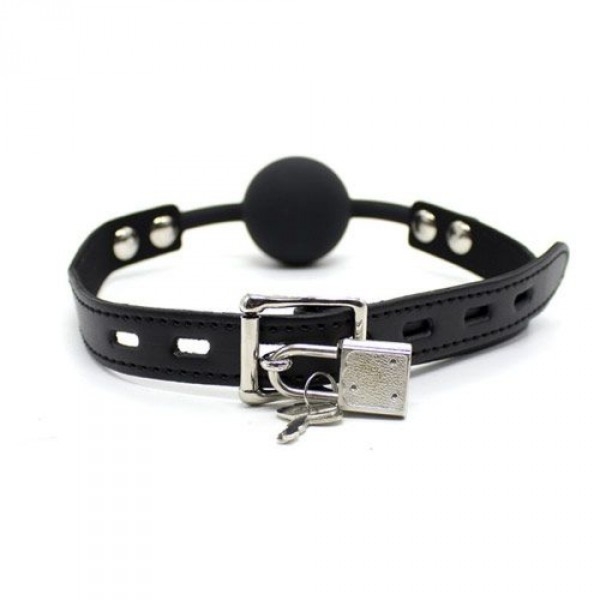 Toyz4Lovers knebel ball gag + block (nero) - Knebel z kulką i kłódką