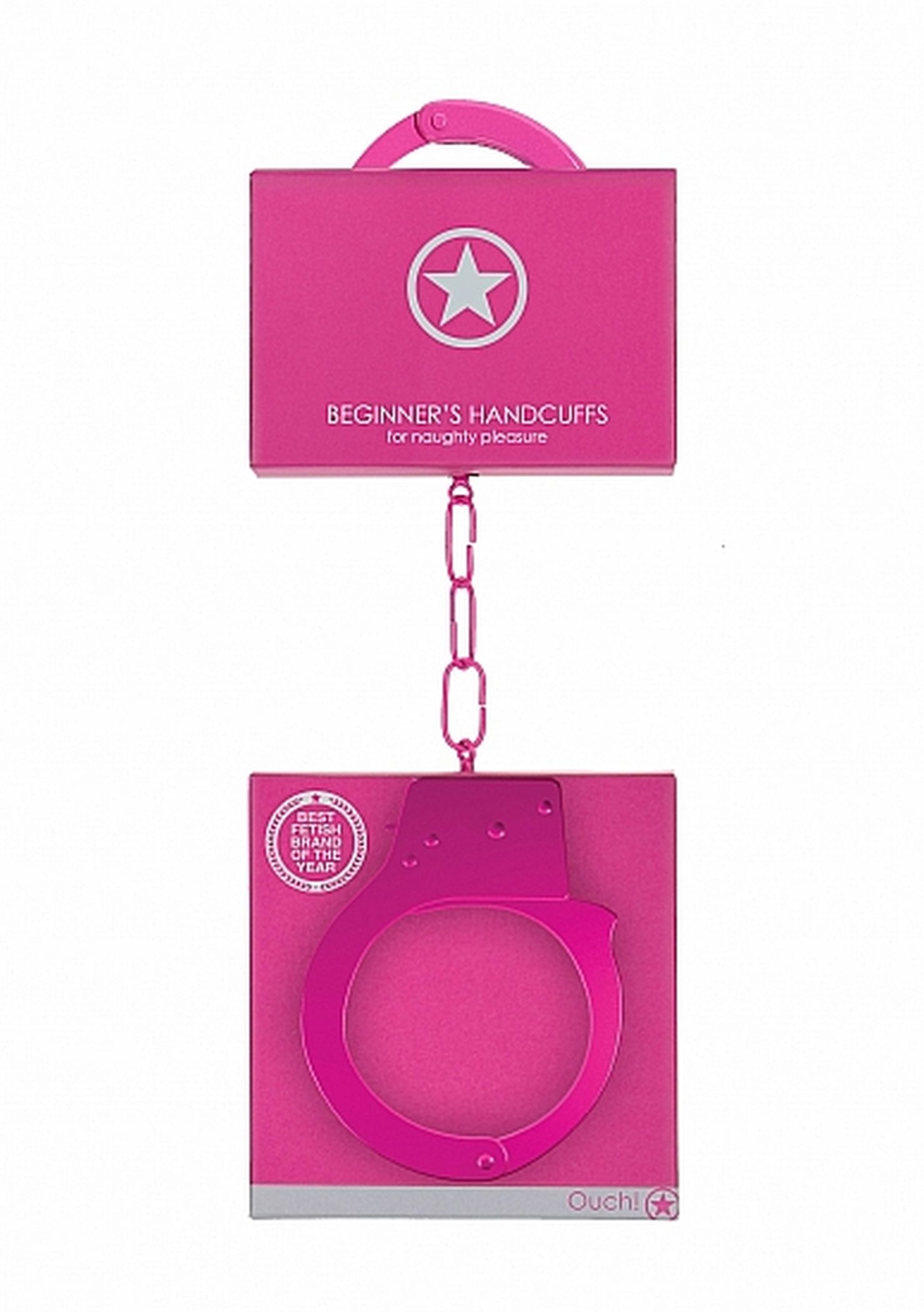 Ouch! Beginner"S Handcuffs Pink - Kajdanki metalowe Różowy
