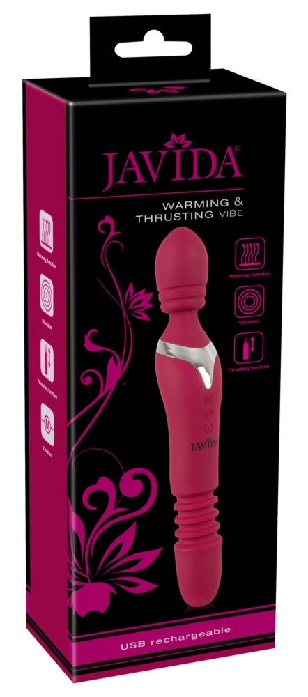 JAVIDA Warming & Thrusting Vib - Wibrator 2w1 wand oraz klasyczny z ruchem pulsacyjnym