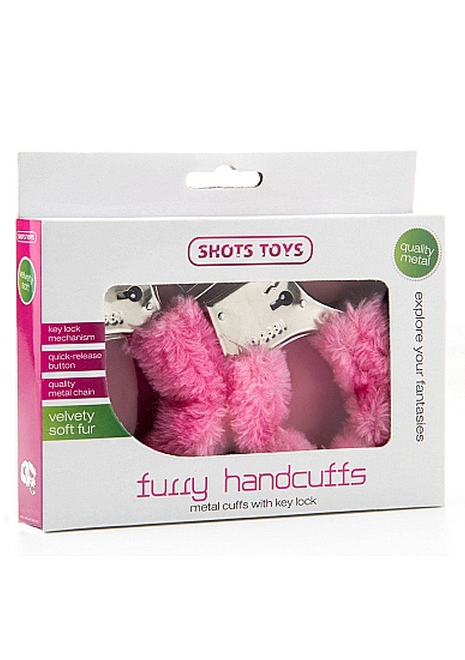 ShotsToys Furry Handcuffs Pink - Kajdanki z futerkiem Różowy