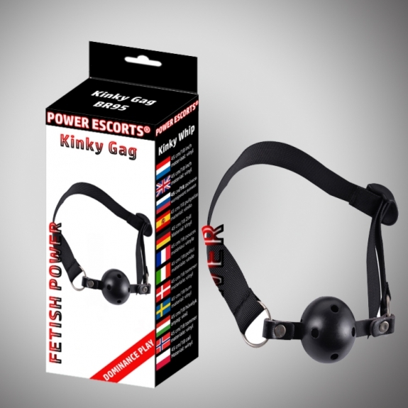 Power Escorts Kinky Gag Black Ball Gag - Knebel z kulką