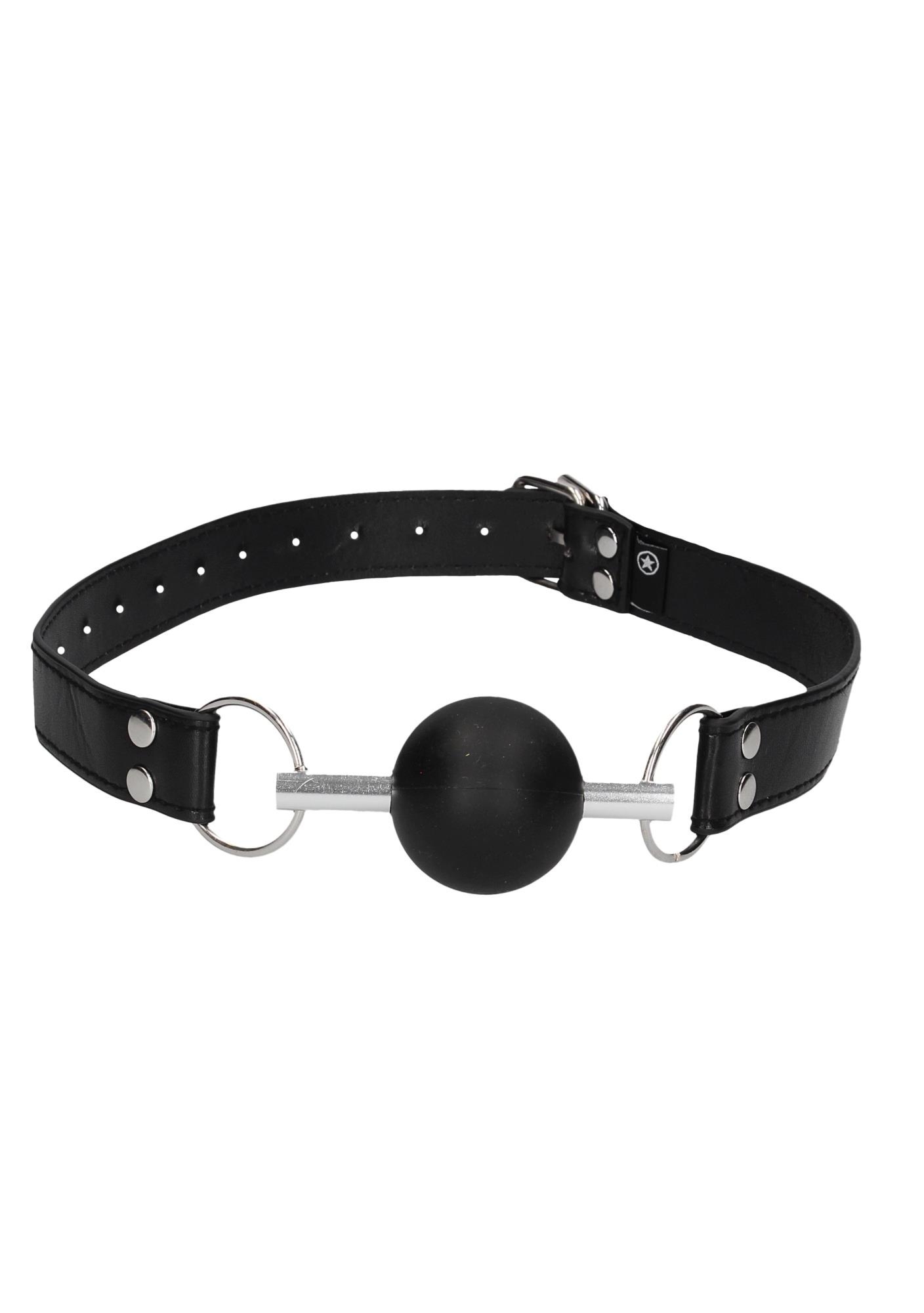 Ouch! Solid Ball Gag With Bonded Leather Straps - Knebel z kulką