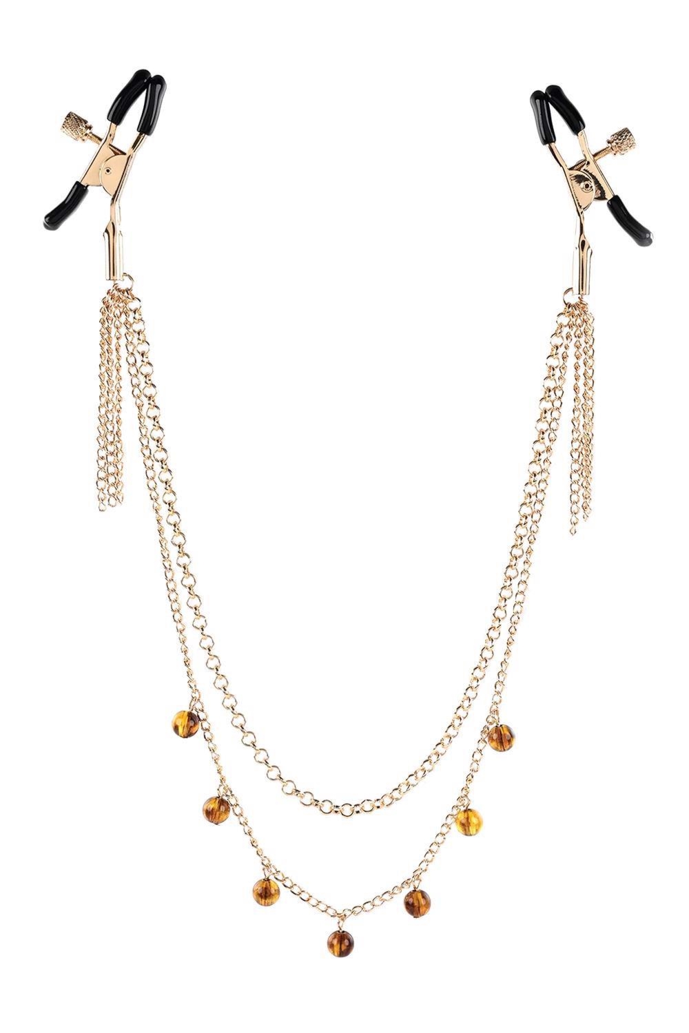 Sportsheets Amber Chained Nipple Clamps - Łańcuszki na sutki