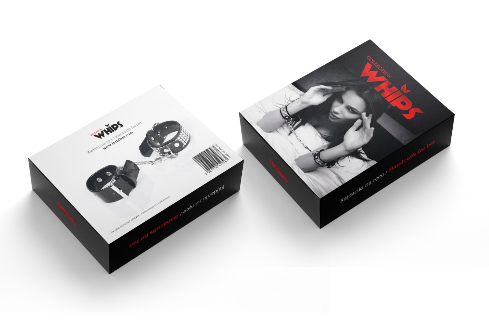 Whips Collection whips - kajdanki damskie na ręce z kryształkami, Czarny