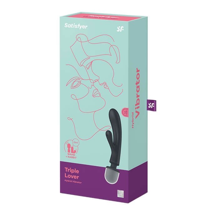 Satisfyer Triple lover - potrójny wibrator, króliczek + wand, szary