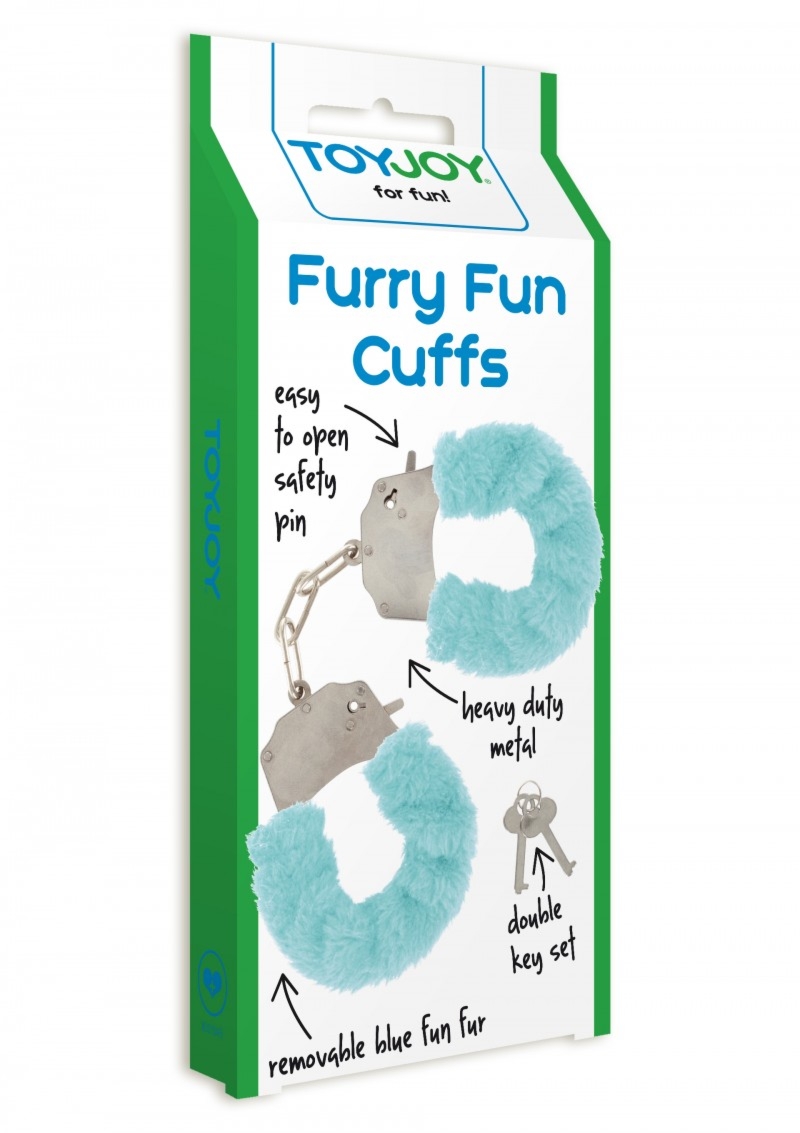 ToyJoy Furry Fun Cuffs Pale Blue Plush - Kajdanki z futerkiem, niebieskie