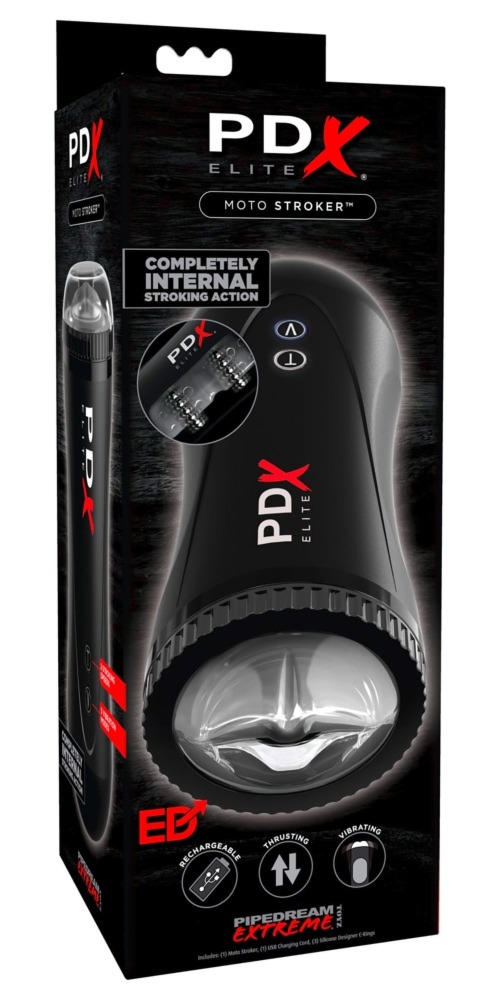 PDX Elite moto stroker - Masturbator wibrujący oralny z ruchem pulsacyjnym
