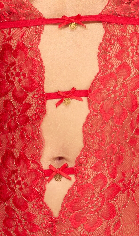 Kissable body - Koronkowe body, czerwone Wariant/Rozmiar: L/XL