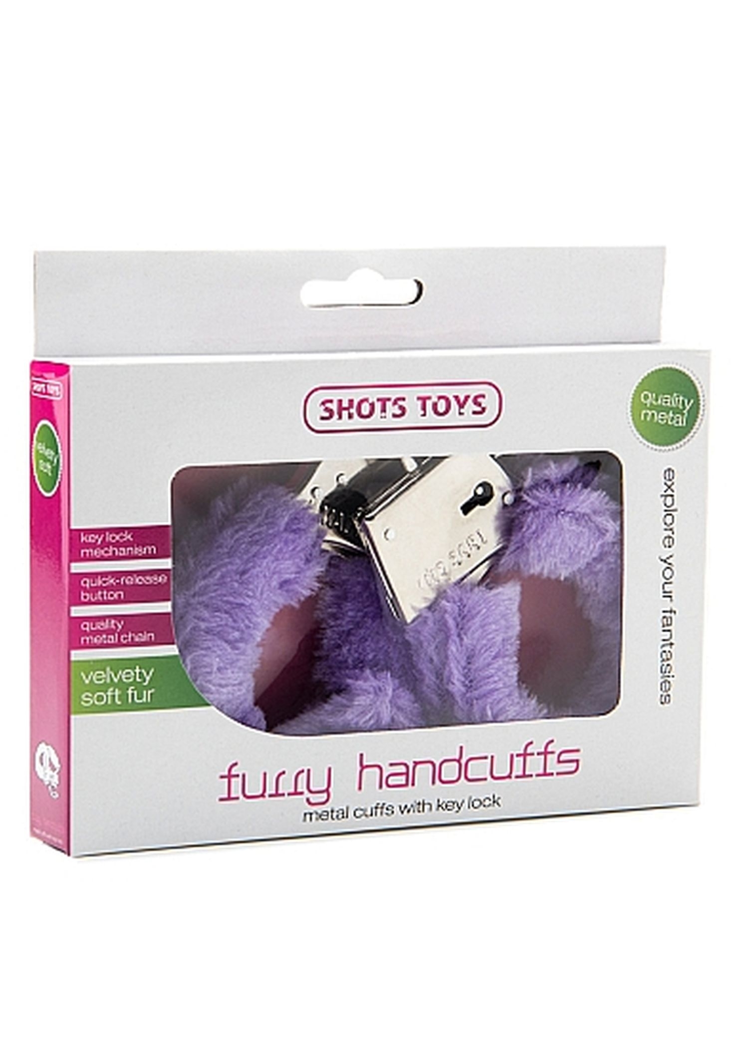 ShotsToys Furry Handcuffs Purple - Kajdanki z futerkiem Fioletowy
